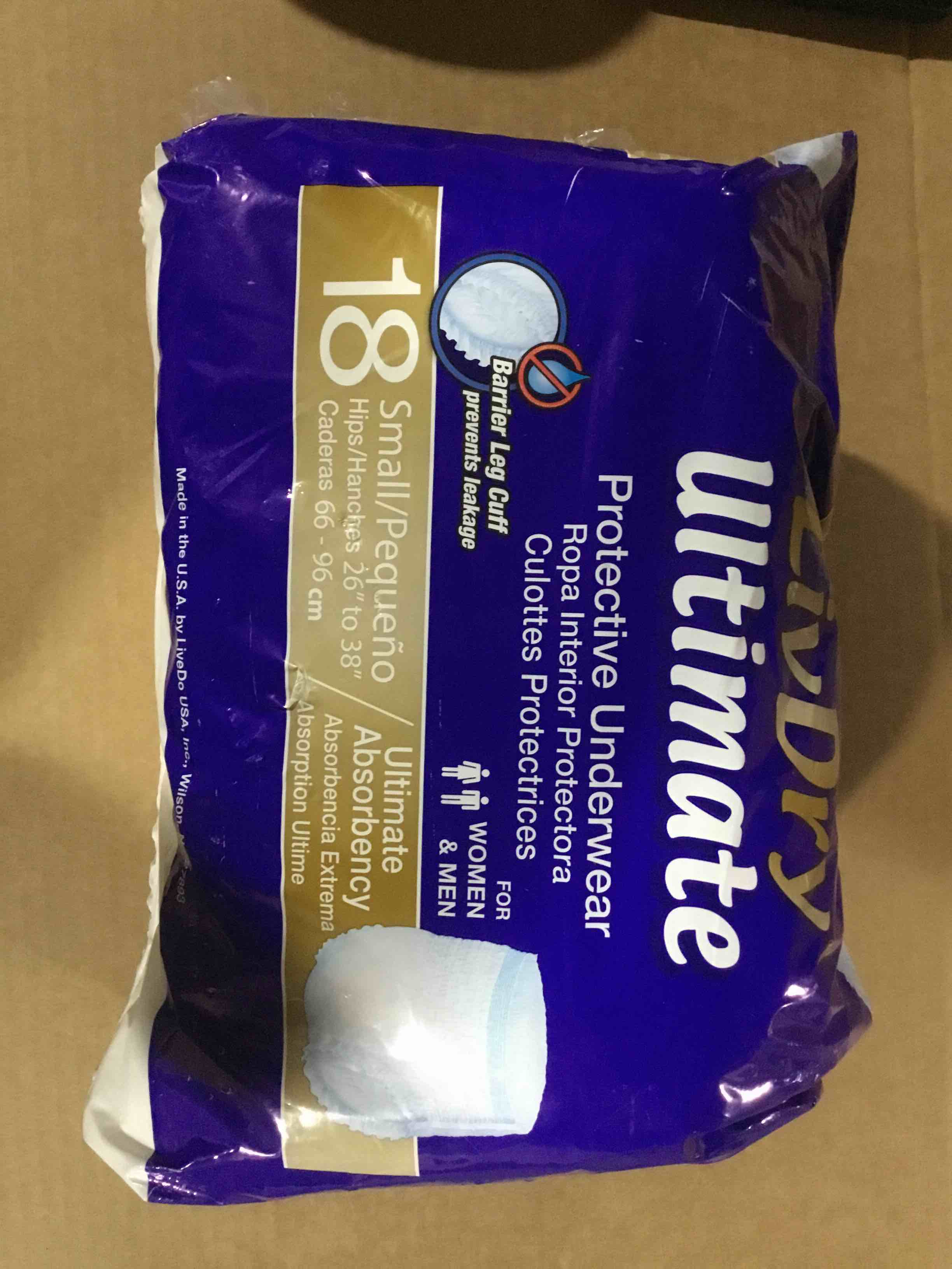 Condition photo showing New/Like New for LivDry Ultimate Adult Incontinence Underwear, High Absorbency, Leak Cuff Protection, Small, 18-Pack Small (18 Count)