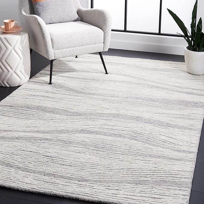 SAFAVIEH Metro Collection 4' x 6' GreyIvory MET995F Handmade Premium Wool Entryway Living Room Foyer Bedroom Accent Rug