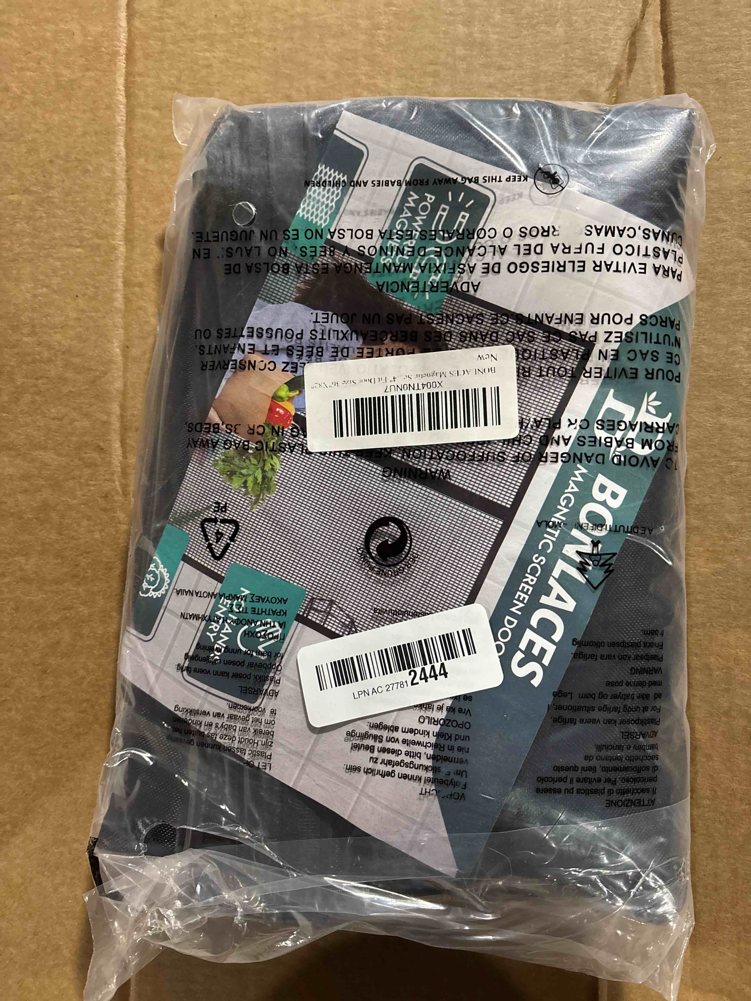 Condition photo showing New/Like New for Magnetic Screen Door with Upgraded PET Material Mesh- Easy Installation, Tear-Resistant, Pet and Kid Friendly Screen 38"X84" Fit Door Size 36"X82" Black Fit Door 36"x82"/Screen 38"x84”
