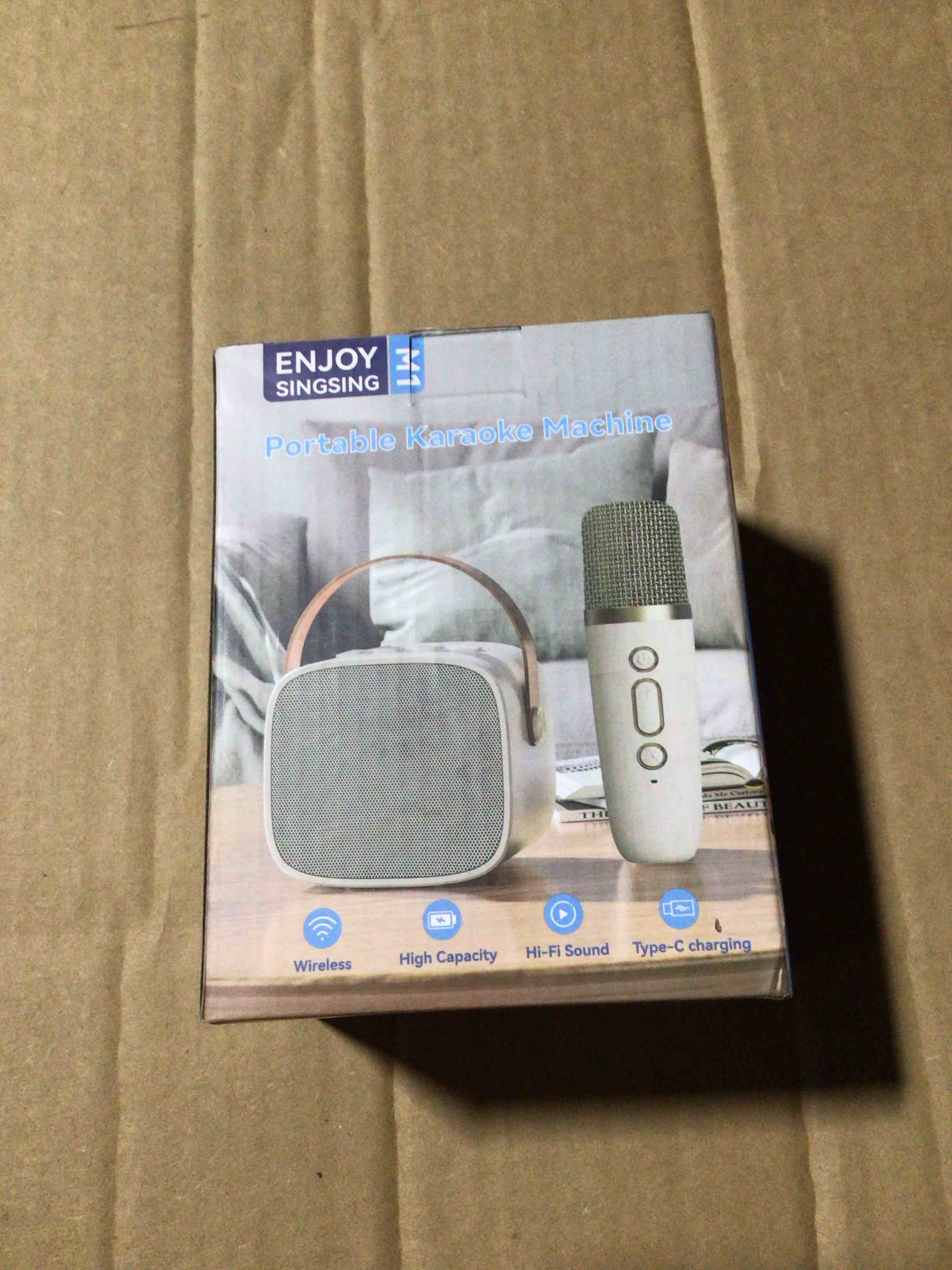 Condition photo showing New/Like New for Mini Karaoke Machine,Funny Toys Christmas Birthday Gifts for Kids Age 4-12 Girls,Boys,Adults, Karaoke Microphone Toys for 4,5,6,7,8,9,10,11,12+ Year Old Girls Boys (Pink 2 Mics)