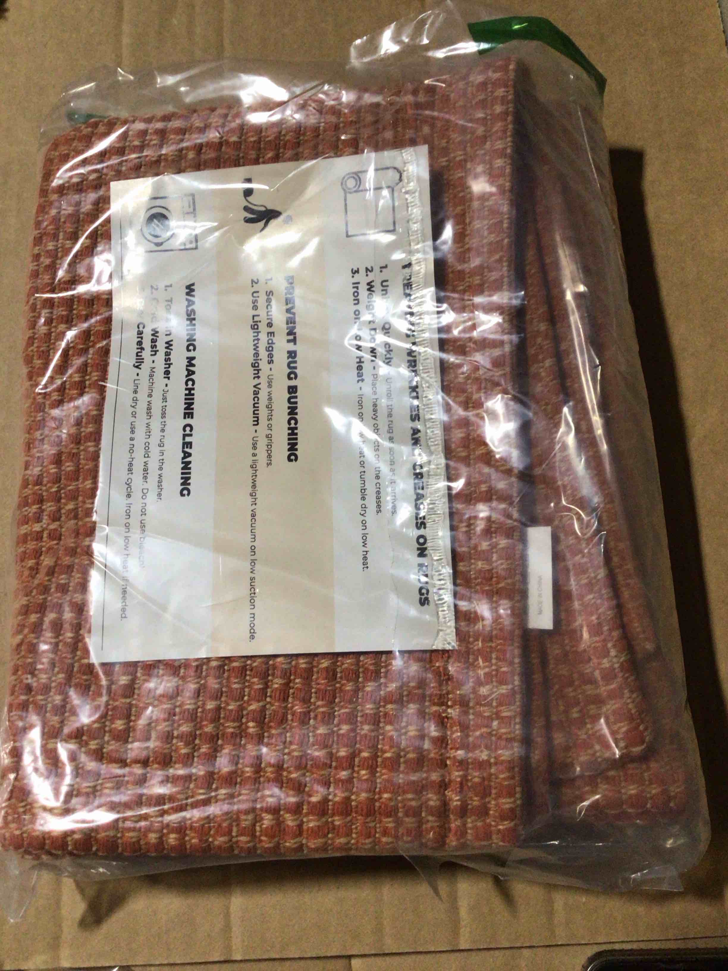 Condition photo showing New/Like New for KOZYFLY Runners for Hallways 2x5 ft Washable Kitchen Runner Non Slip Rubber Backed Hall Runners Cotton Entryway Runner Rugs Floor Carpet for Indoor Backdoor Bedroom Kitchen, Orange/Tan 2' x 5' (Runner) Orange/Tan