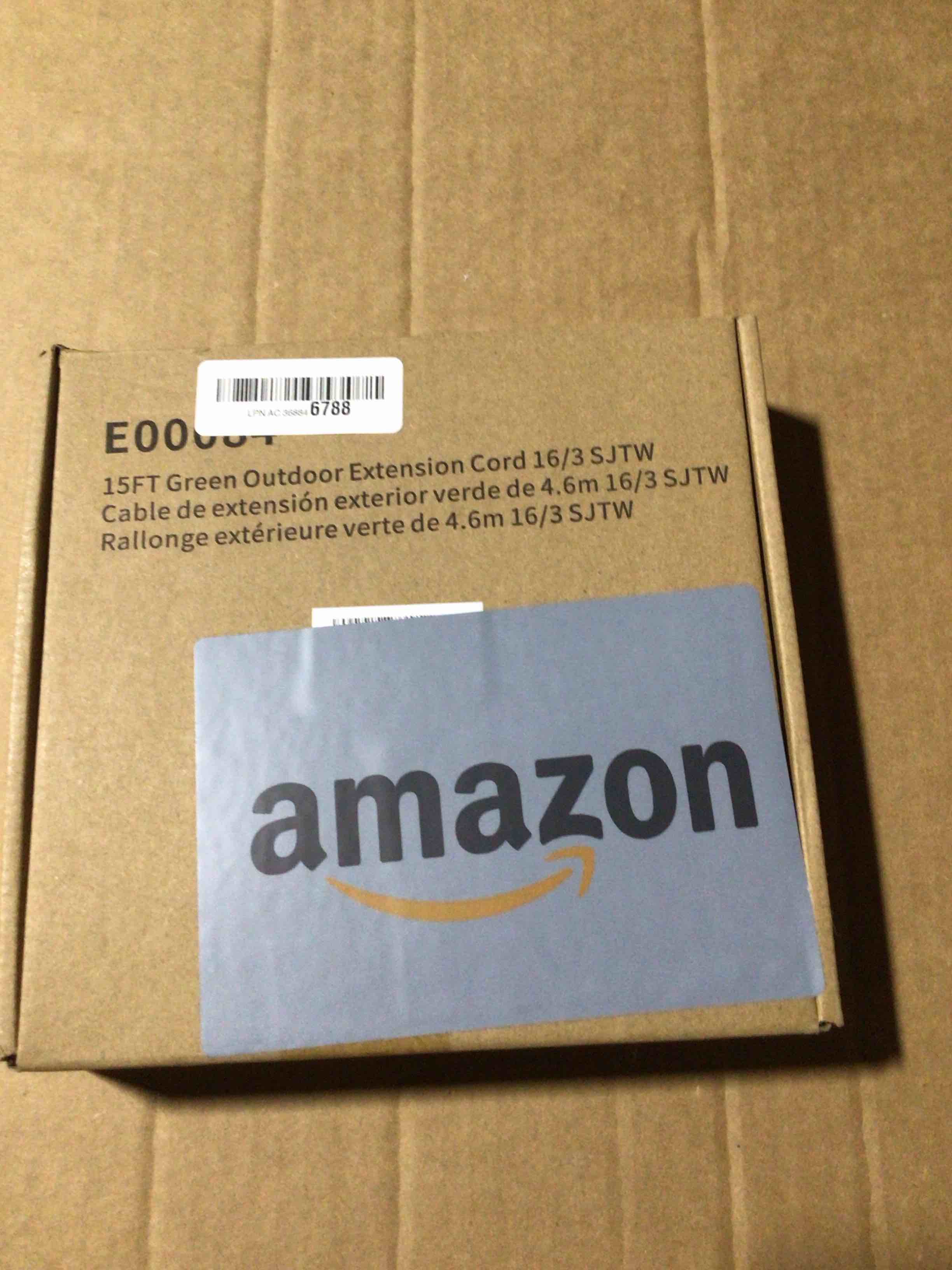 Condition photo showing New/Like New for 15FT Outdoor Green Extension Cord with Multiple Outlets, Evenly Spaced 3 Outlets, Light Duty 16/3 SJTW Cable with Grounded Plugs, 13AMP 1625W 125V 16AWG, ETL Listed