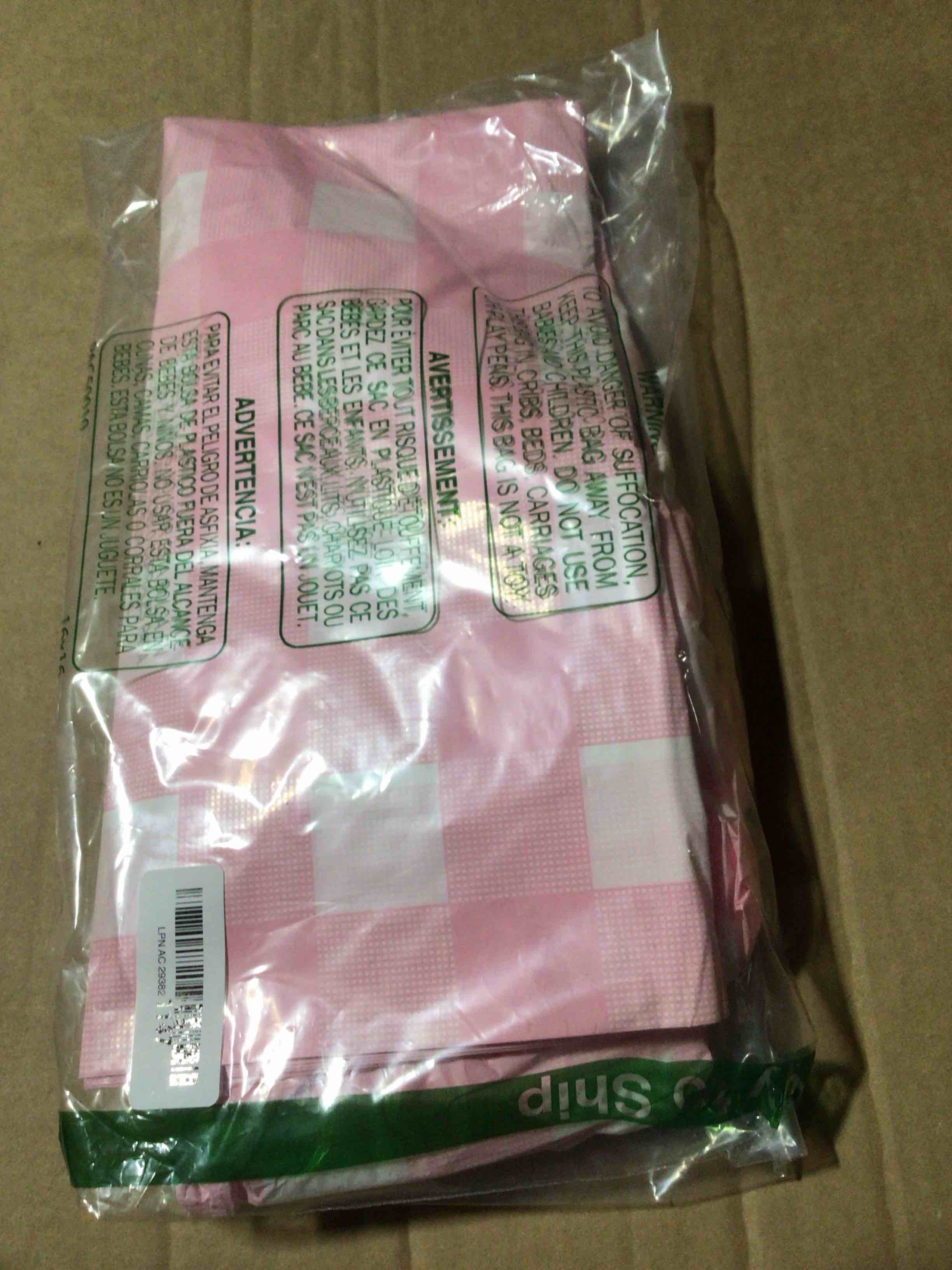 Condition photo showing New/Like New for Kesfey 3 Packs Pink Gingham Tablecloth Pink and White Checkered Tablecloths 54 x 108 Inches Disposable Plastic Gingham Tablecovers Waterproof Rectangle Picnic Table Covers for Birthday Party Supplies Pink and White 3