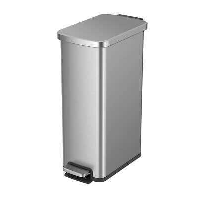 better homes & gardens 13.2 gallon slim stainless steel kitchen trash can  modern step-on garbage bin