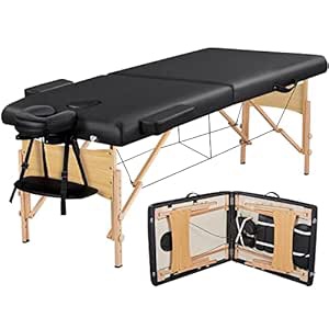 yaheetech massage table portable lash beds spa bed massage couch foldable spa tables adjustable 2 fold with non-woven bag 28 inch, black