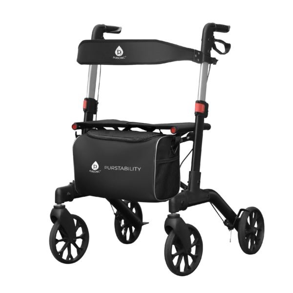 Pursonic Foldable Wheeled Walker with Backrest 