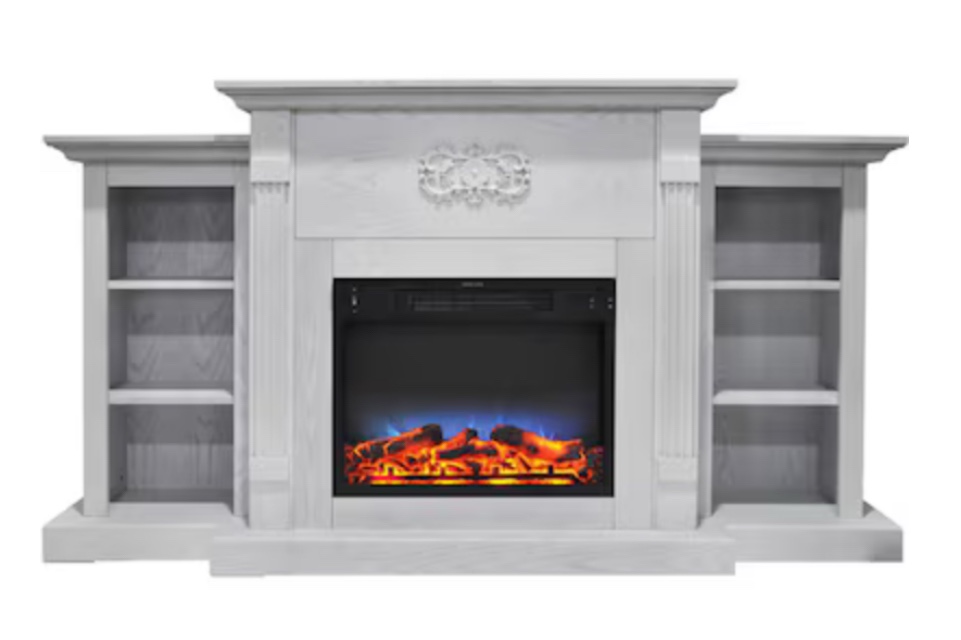 Cambridge 72.3-in W White Free Standing Fan-forced Corner or Flat Wall Electric Fireplace