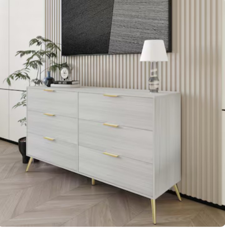 ChaletPosh Light Grey 6 -Drawer 52.56-in Standard dresser