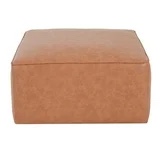 Square PU Leather Ottoman,Tan