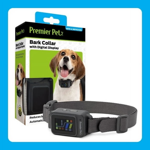 premier pet bark collar with digital display - reduces barking quickly & safely