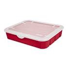 sterilite red holiday ornament adjustable storage container organizer case- holds 32 ornaments