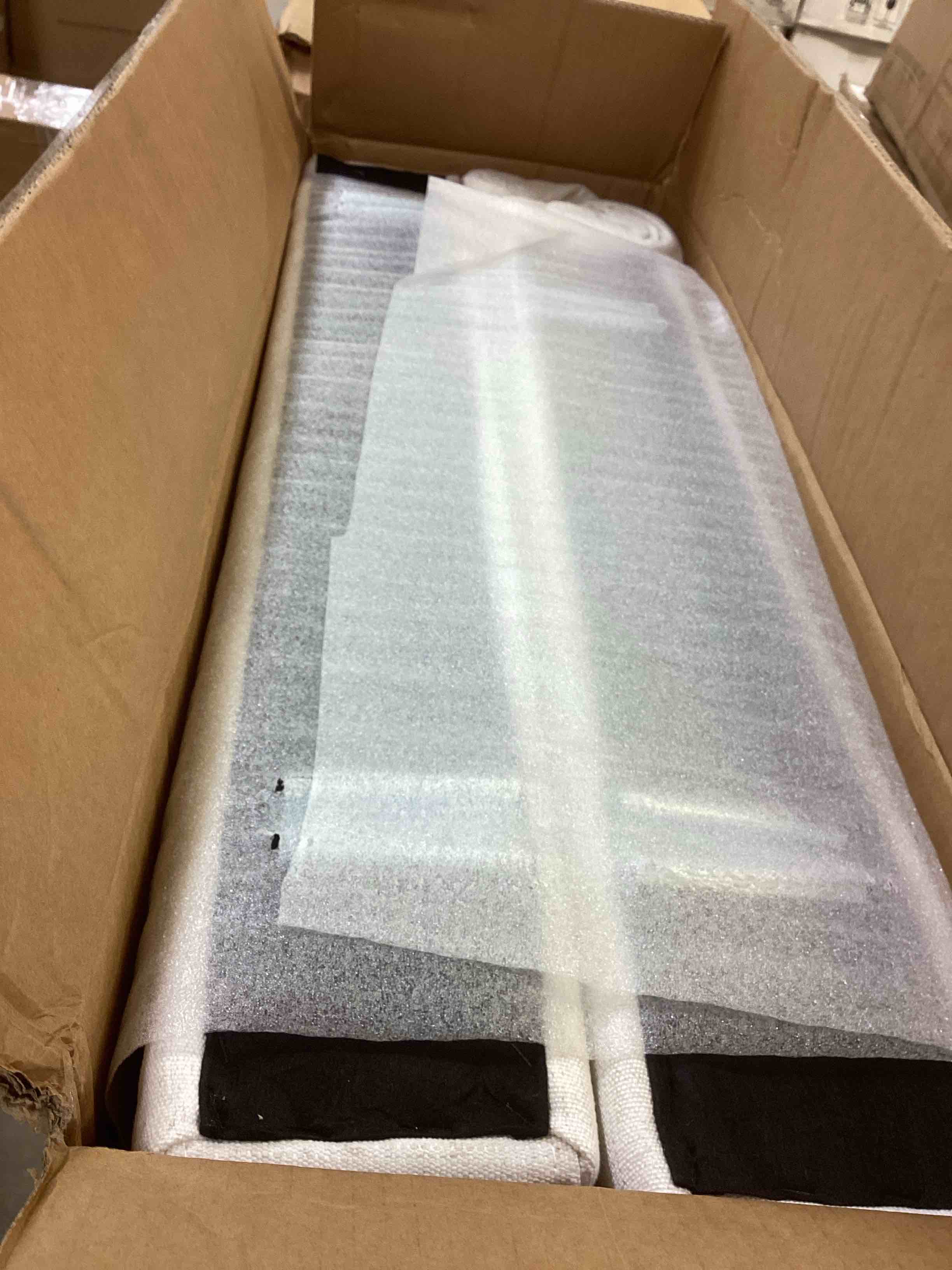 Condition photo showing As Is for (incomplete only armrest backrest and sofa legs) Cloud Modular Sectional Sofa with Storage Ottoman,120.45" L Shaped Couch for Living Room,Down Filled Convertible Couch Deep Seat for Office Apartment,Covers Washable&Replaceable,White