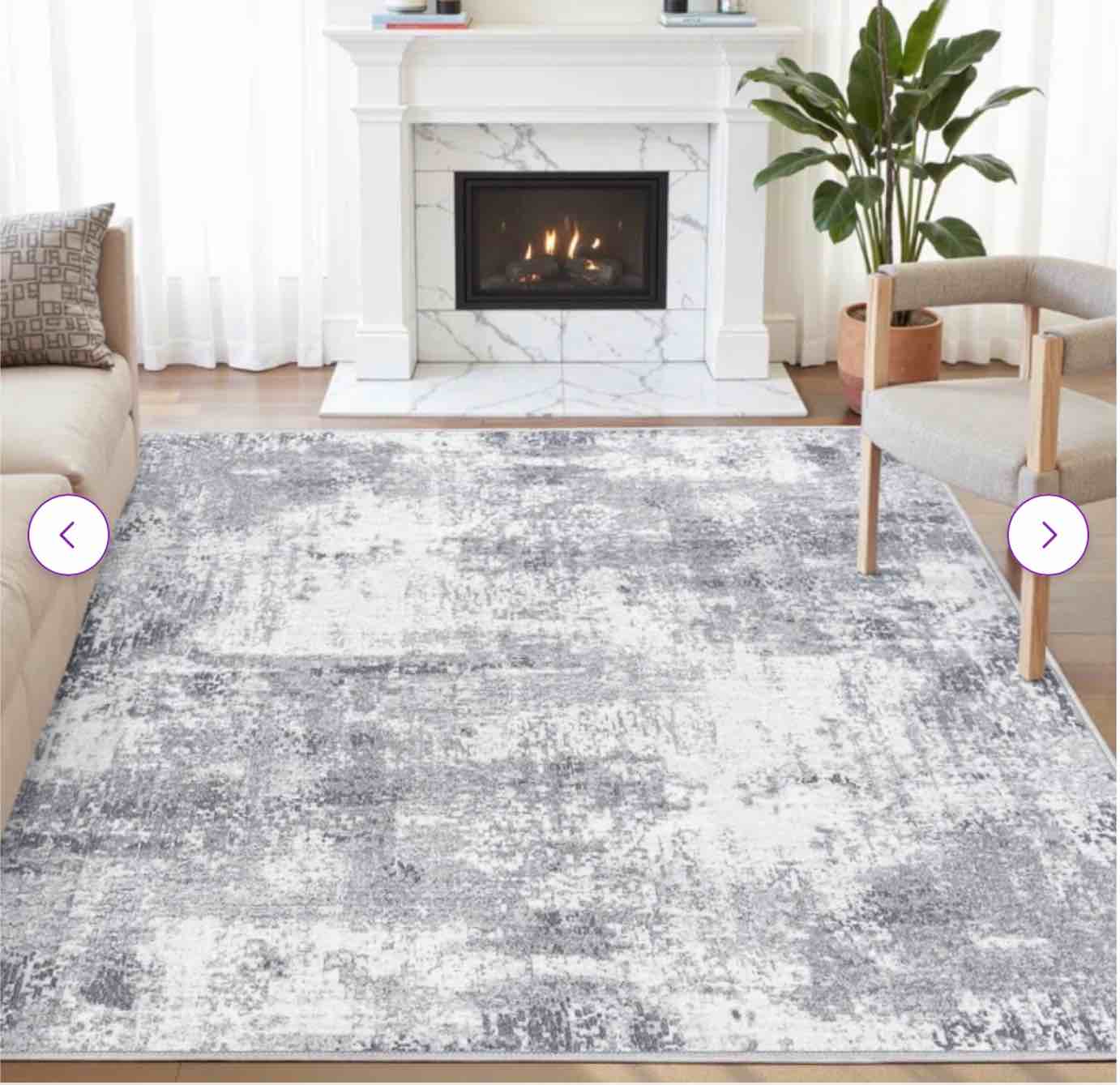 Elroy Arnedoy Modern Abstract Machine Washable Area Rug 8’x10’with Non-Slip Backing Grey