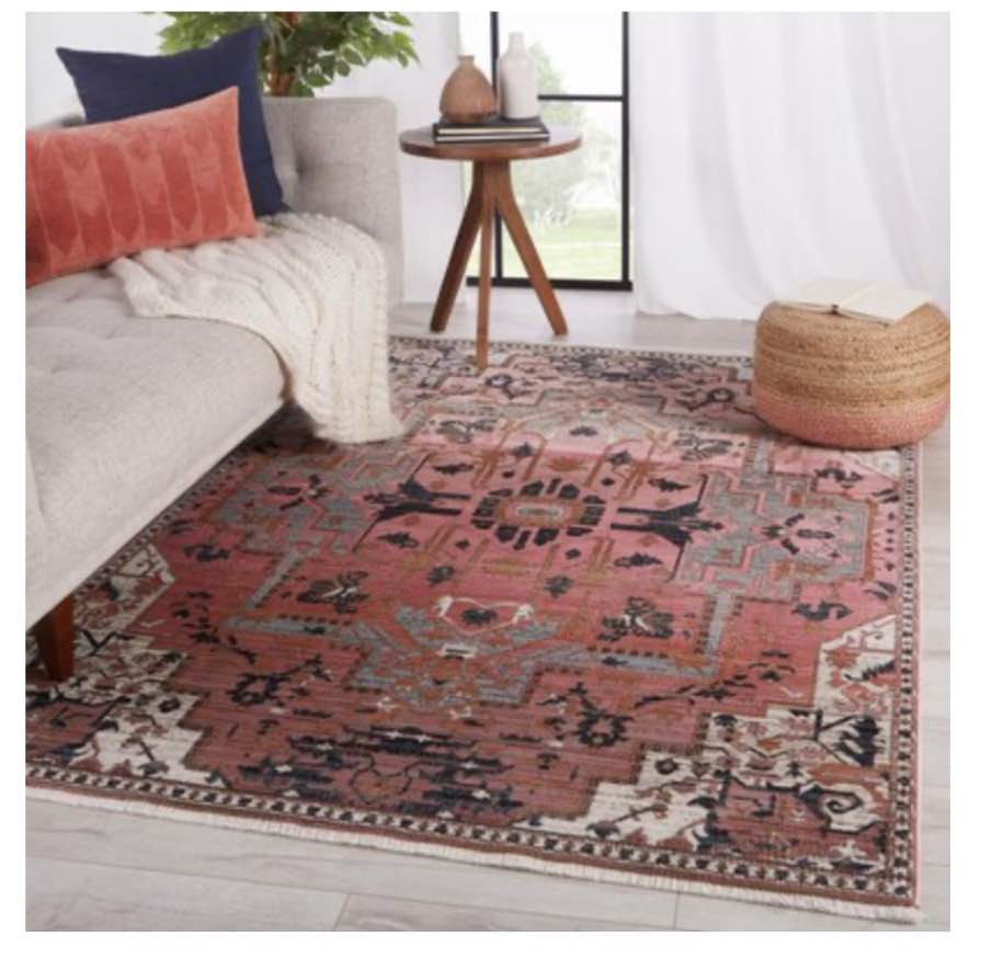 Jaipur Living Zefira 10 x 14 (ft) Loomed Polypropylene Pink/Gray Rectangular Indoor Medallion Bohemian/Eclectic Area rug
