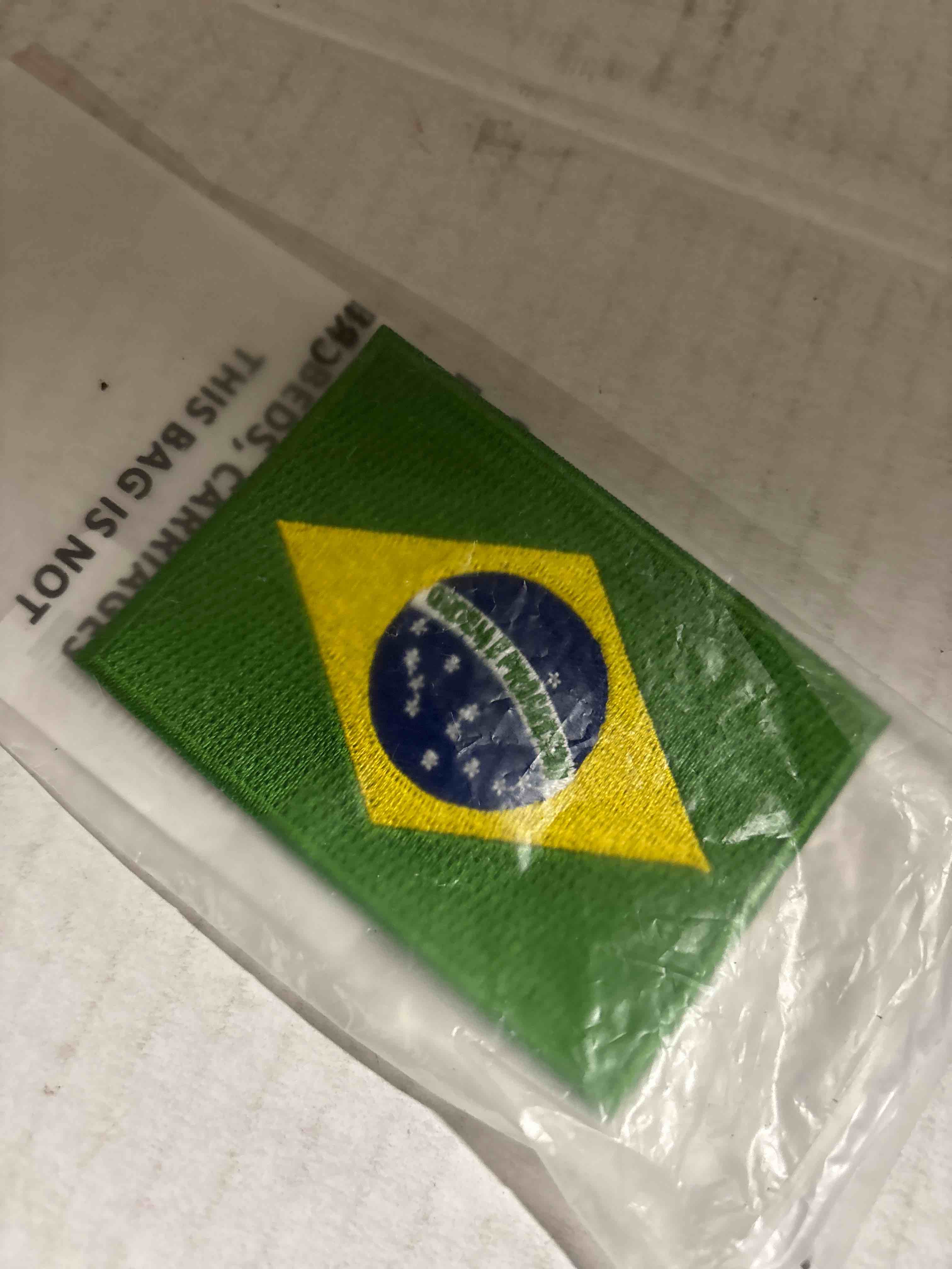Condition photo showing New/Like New for Cypress Collectibles - Brazil Flag Patch - Premium Embroidered Appliqué - South American Country Iron On Patches - Dimensions: 3.5" x 2.5"