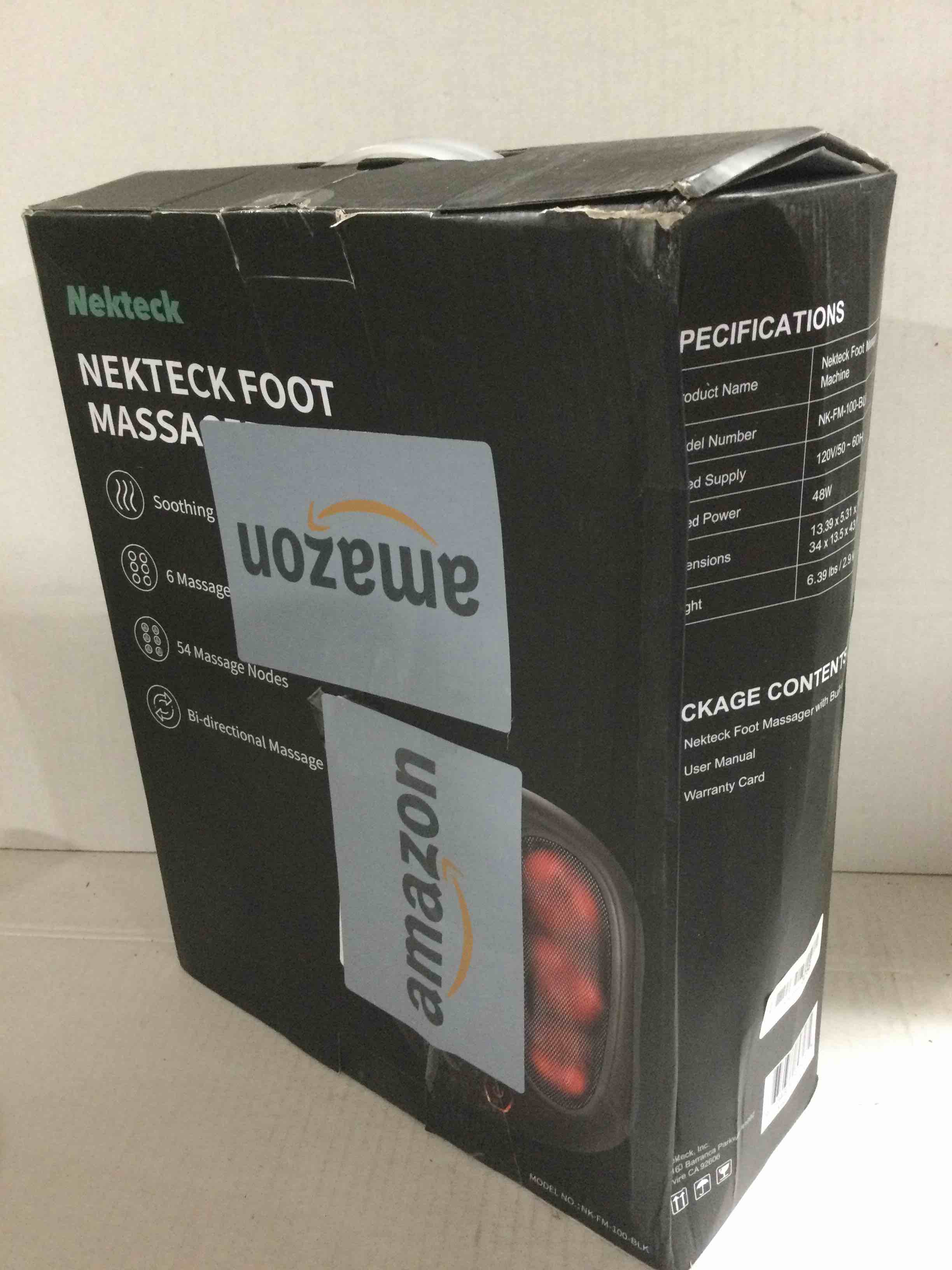 Condition photo showing New/Like New for Nekteck Foot Massager with Heat, Shiatsu Heated Electric Kneading Foot Massager Machine for Neuropathy, Plantar Fasciitis, Feet Massage for Pain Relief, Circulation, Christmas Gifts for Man Woman Her Black