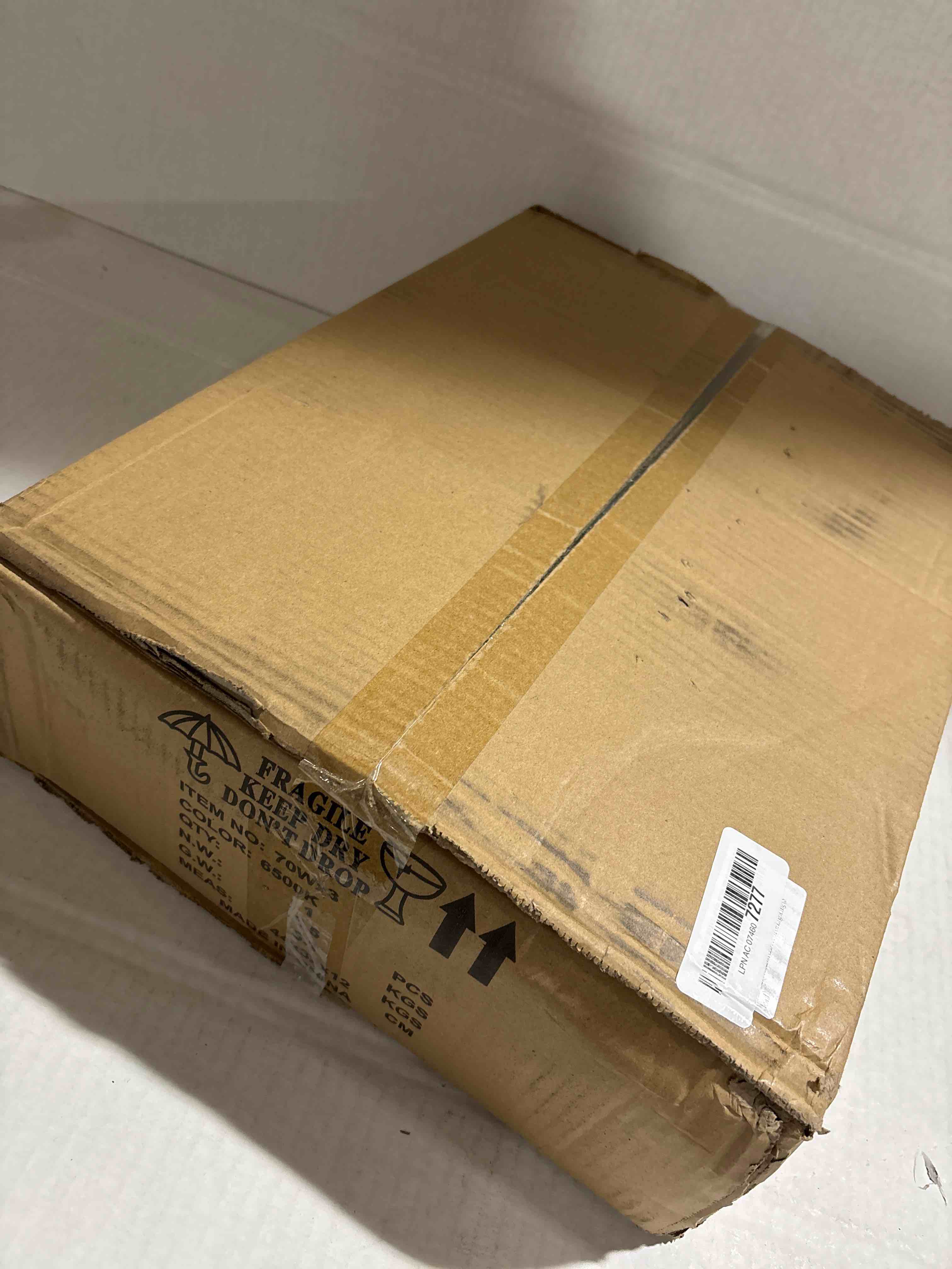 Condition photo showing New/Like New for Upgraded LED Work Lights with Stand, 21000 Lumen 3-Head Adjustable Work Light, IP66 Waterproof Construction Tripod Light, Foldable & Portable Work Lights for Garage, Job Site, Outdoor Use Black