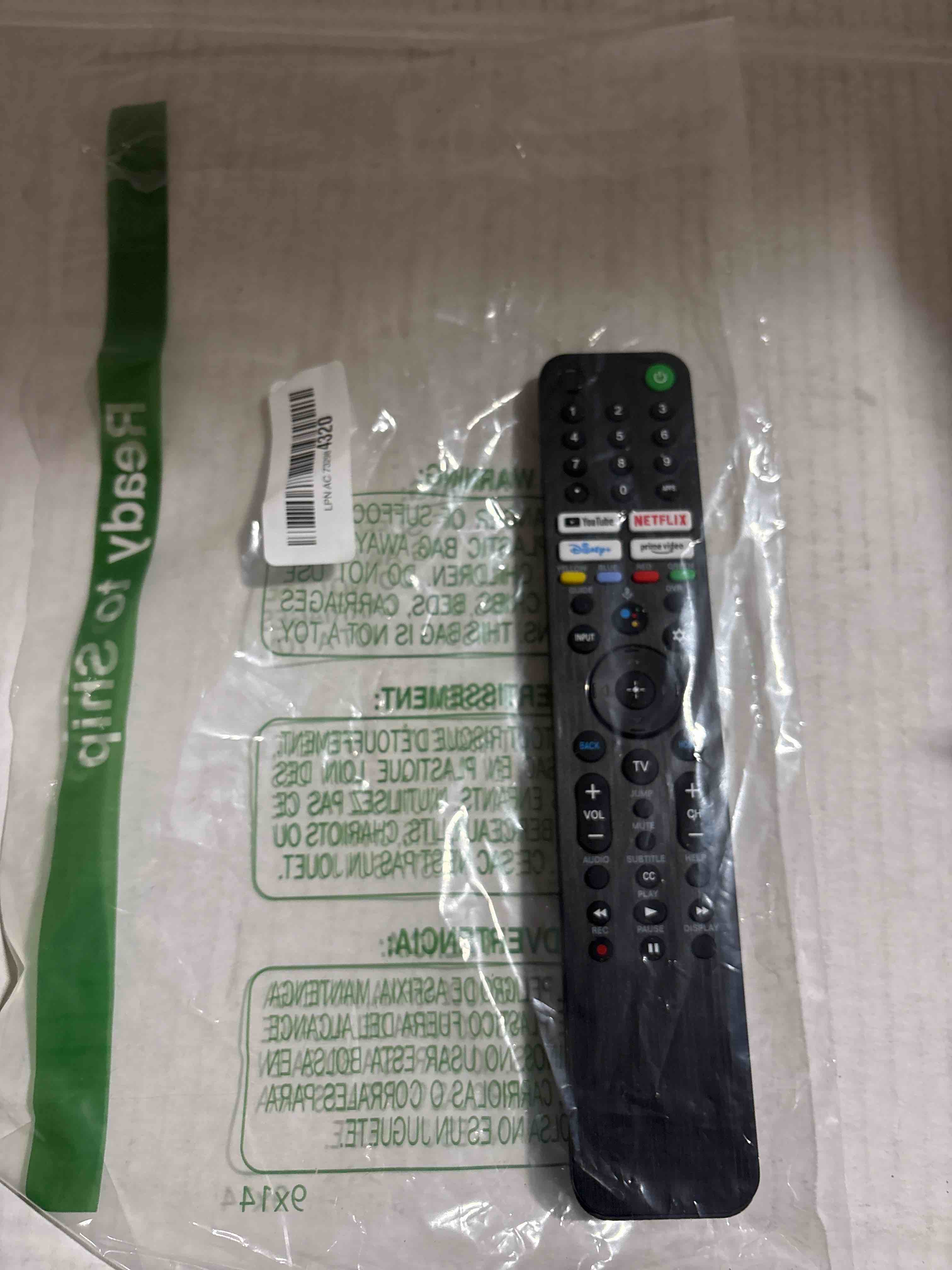 Condition photo showing New/Like New for Voice Remote Replacement for Sony Smart TV Control:Comptible for 2019-2025 Sony Bravia OLED LED 4K 8K UHD,for Android Google TV with Shortcuts YouTube and Dinsey+ etc. for Snoy RMF-TX520U