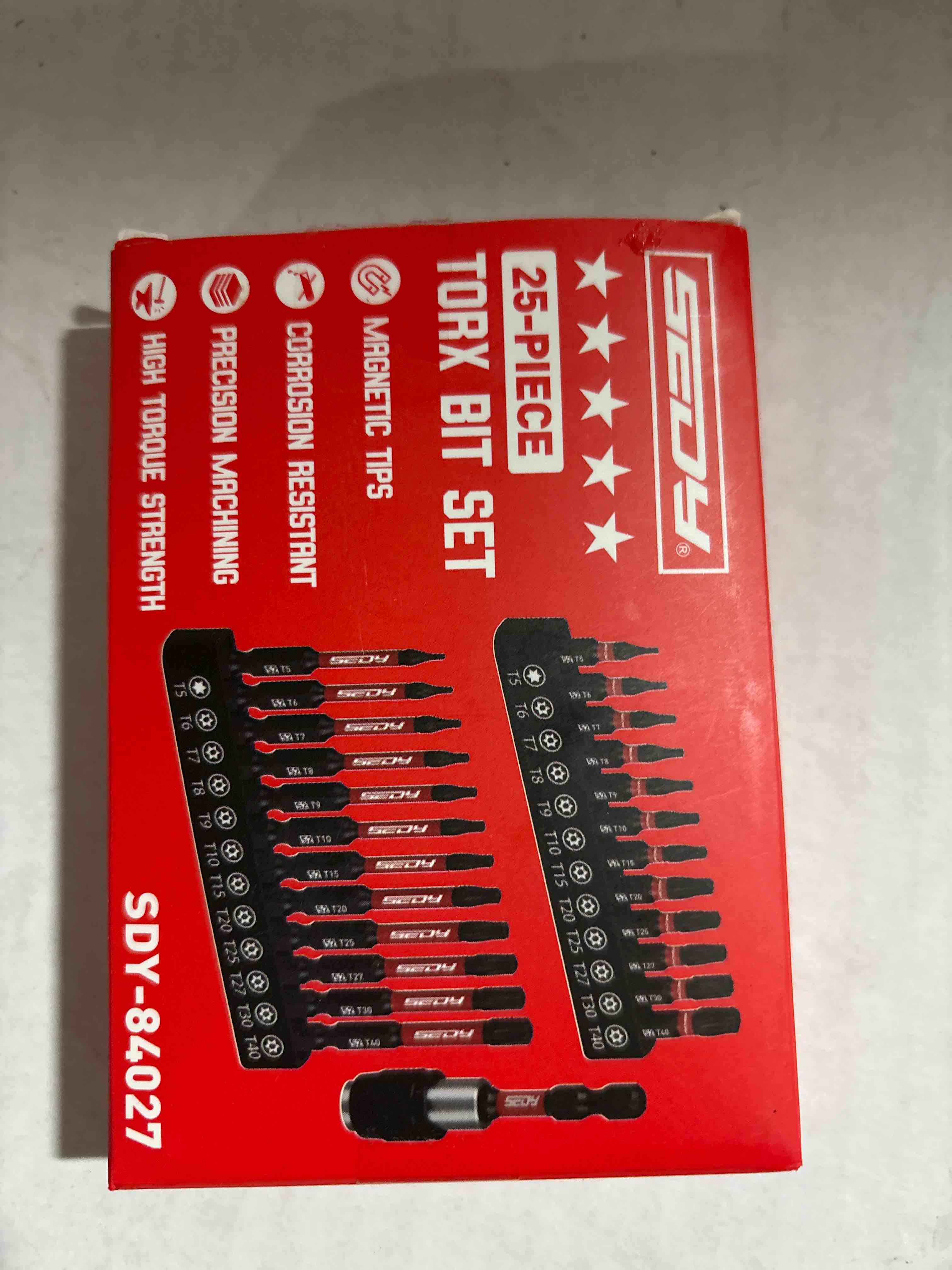 Condition photo showing New/Like New for 25-Piece Torx Bit Set, 1''&2.5'' Security Tamper Proof Torx Impact Screwdriver Bits, T5-T40 CNC Machined Magnetic Tips, S2 Steel Star Bit, High Torque Strength Precision Tools with Storage Box 25PCS--1" & 2.5" Torx
