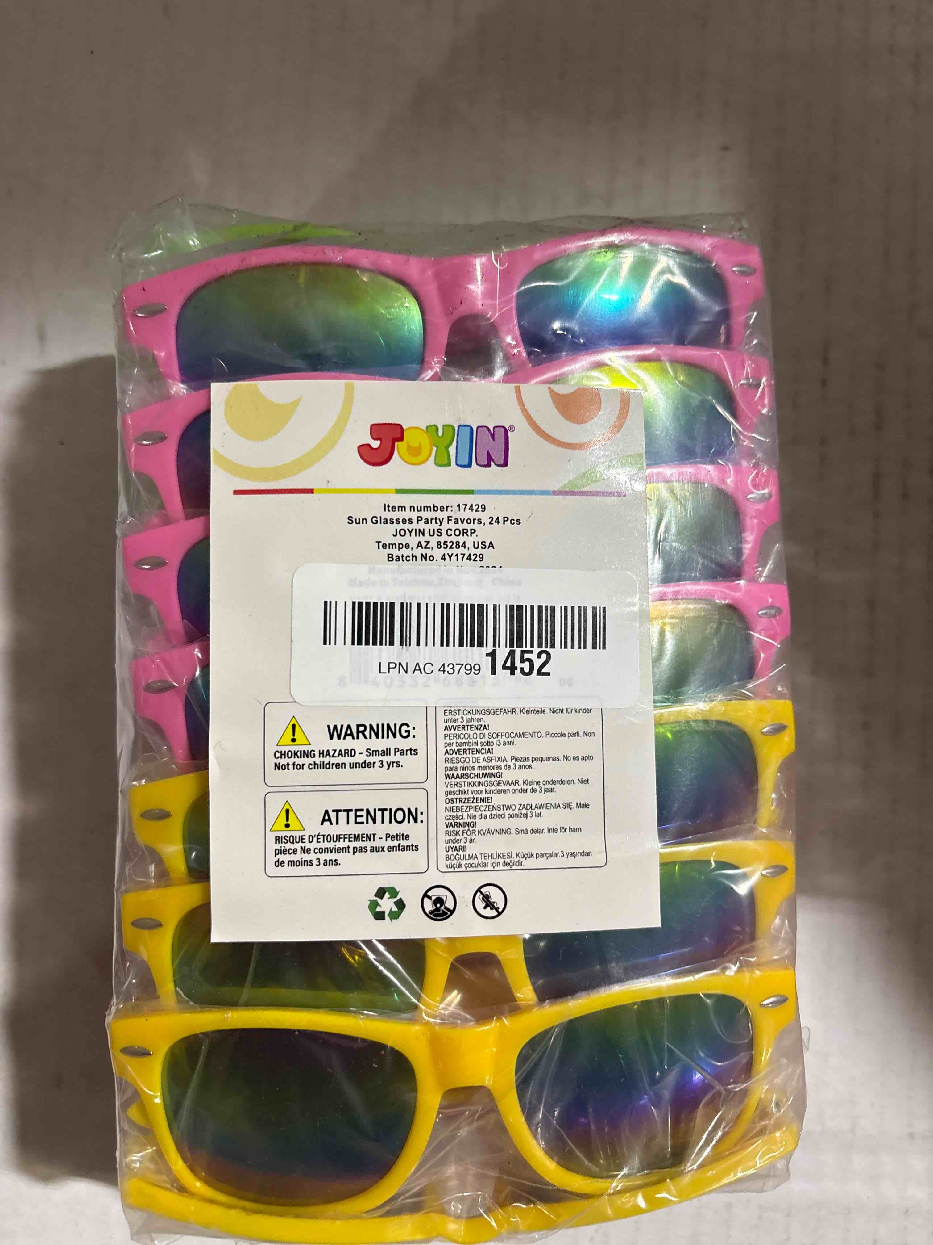 Condition photo showing New/Like New for JOYIN 24 Pcs Kids Sunglasses Party Favors bulk, Neon Sunglasses with UV Protection for Children. Pool Party Favors, Goody Bags for kids Birthday