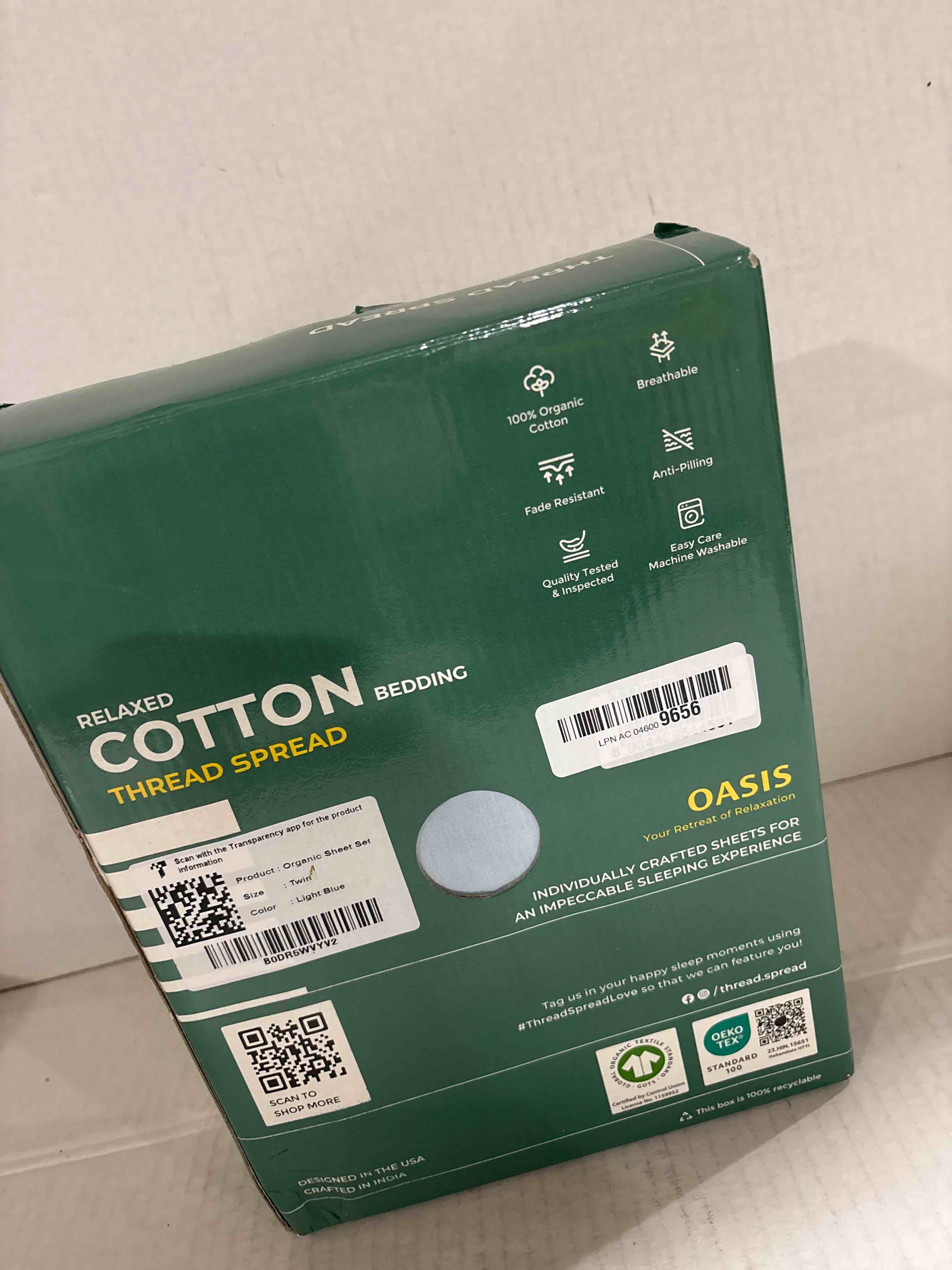 Condition photo showing New/Like New for THREAD SPREAD 100% Organic Cotton Sheets Twin Size - 3 PC Organic Cotton Twin Size Percale Weave Sheet Set, Soft, Cooling, Crisp & Breathable, 16" Deep Pocket Bedding Set for Dorm Room - Blush Twin Blush