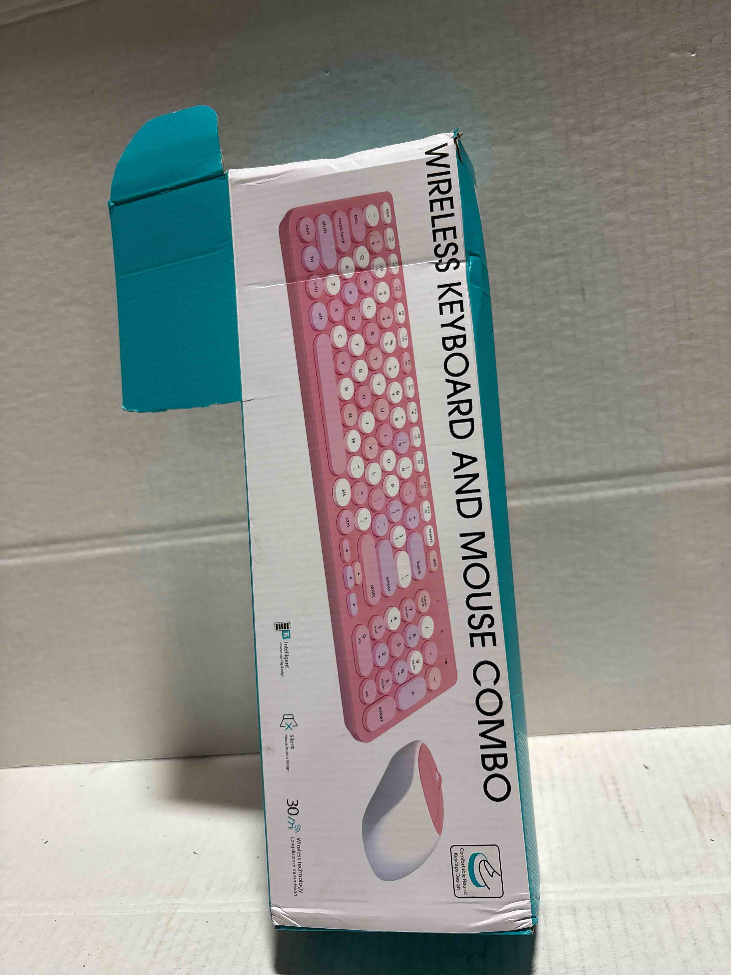 Condition photo showing New/Like New for Wireless Keyboard and Mouse Combo, Retro Typewriter Keyboard with Round Keycaps, 2.4GHz USB Cute Wireless Keyboard Mouse for Computer, Desktop, Laptop and Computer (Black-Colorful)