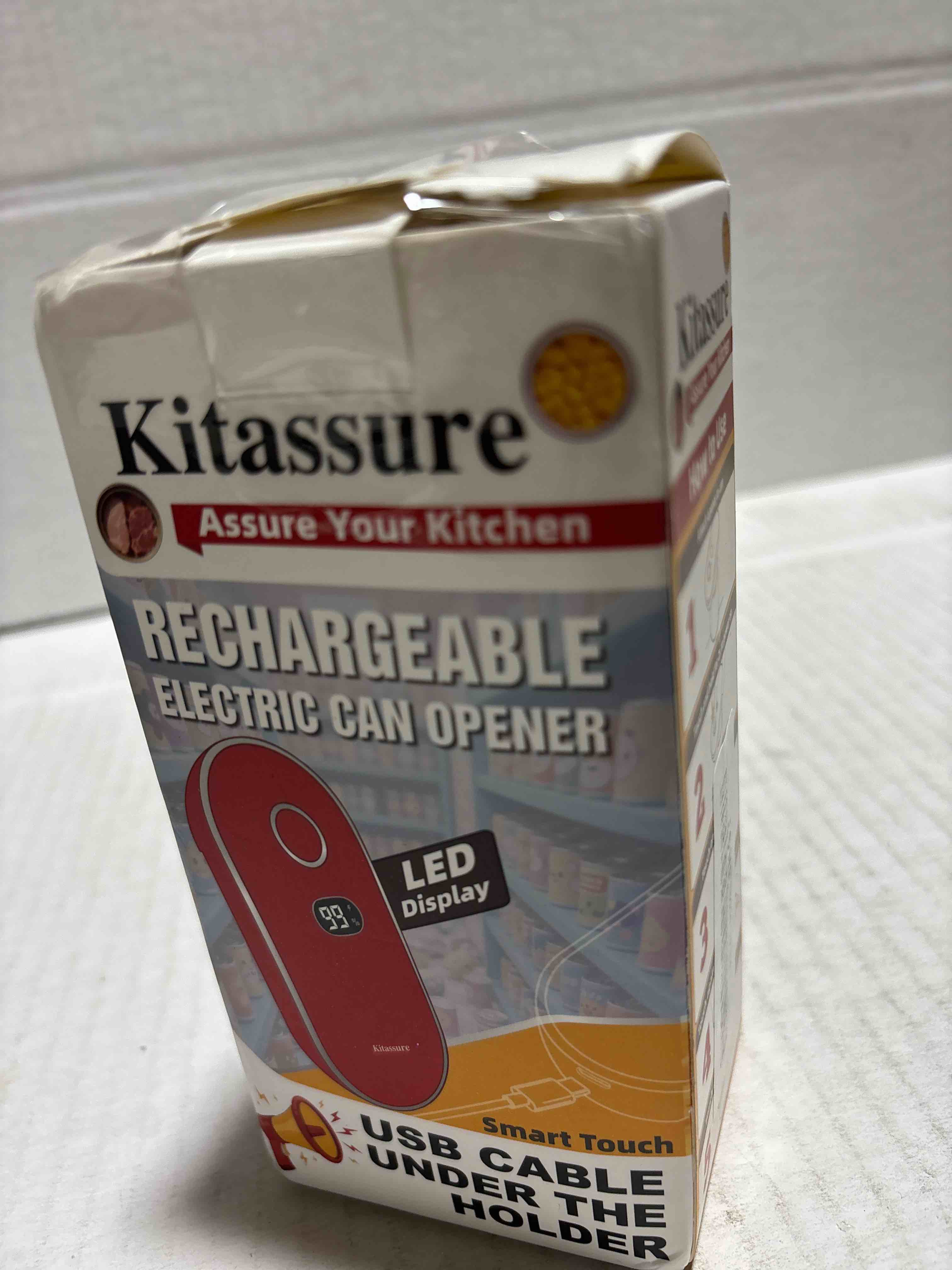 Condition photo showing New/Like New for Handsfree Smart Touch Rechargeable Electric Can Opener Easy Flex Side Cut All Can Sizes with LED Display and Smooth Edge Safety for Arthritis & Seniors, Automatic Kitchen Christmas Gifts