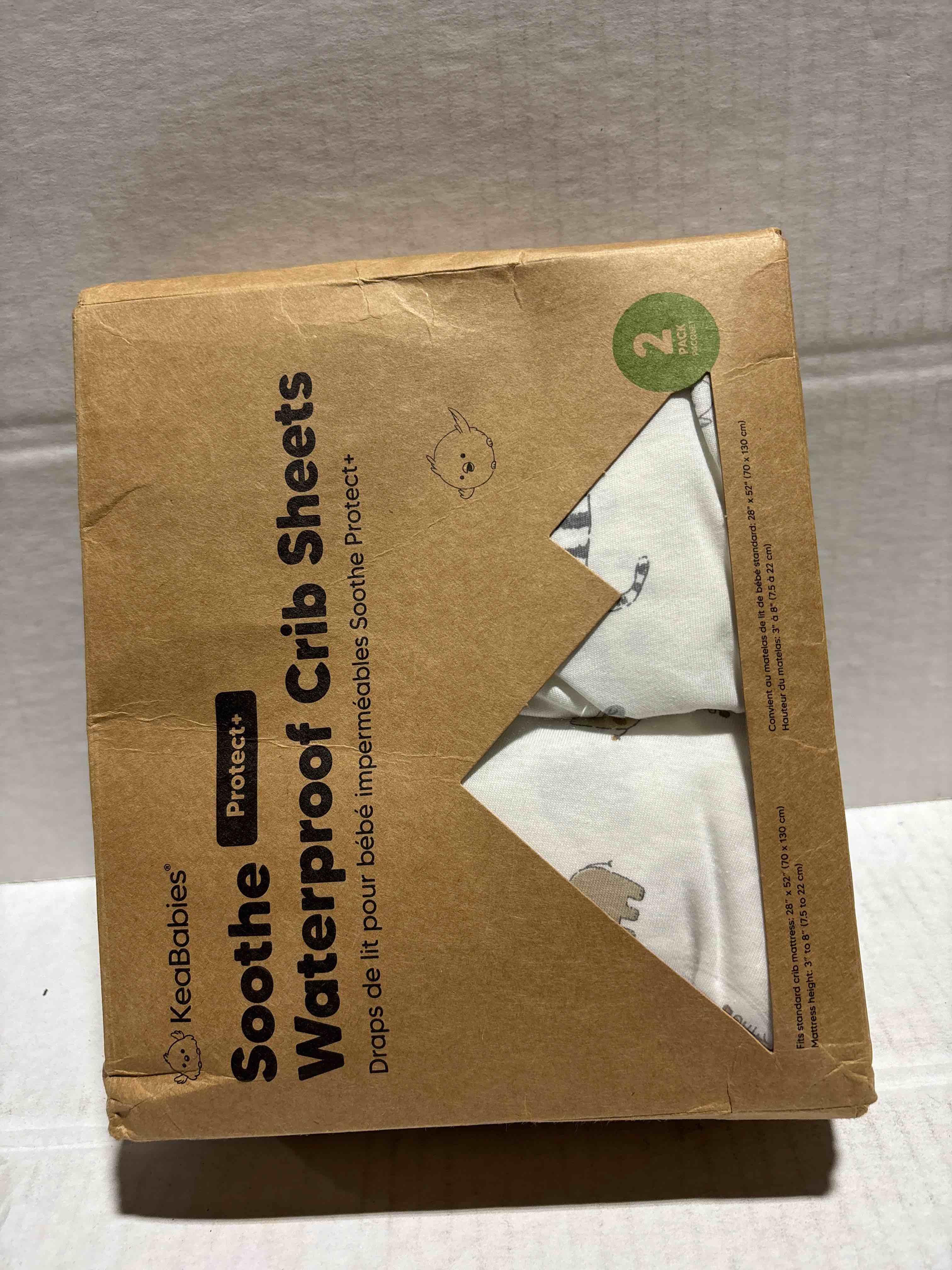 Condition photo showing New/Like New for 2-Pack Waterproof Crib Sheets for Boy, Girl - Organic Cotton 52X28 Fitted Crib Sheets Neutral,Crib Mattress Protector Sheets,Soft Toddler Bed Sheets,Washable Infant Fitted Baby Crib Sheets(KeaSafari)