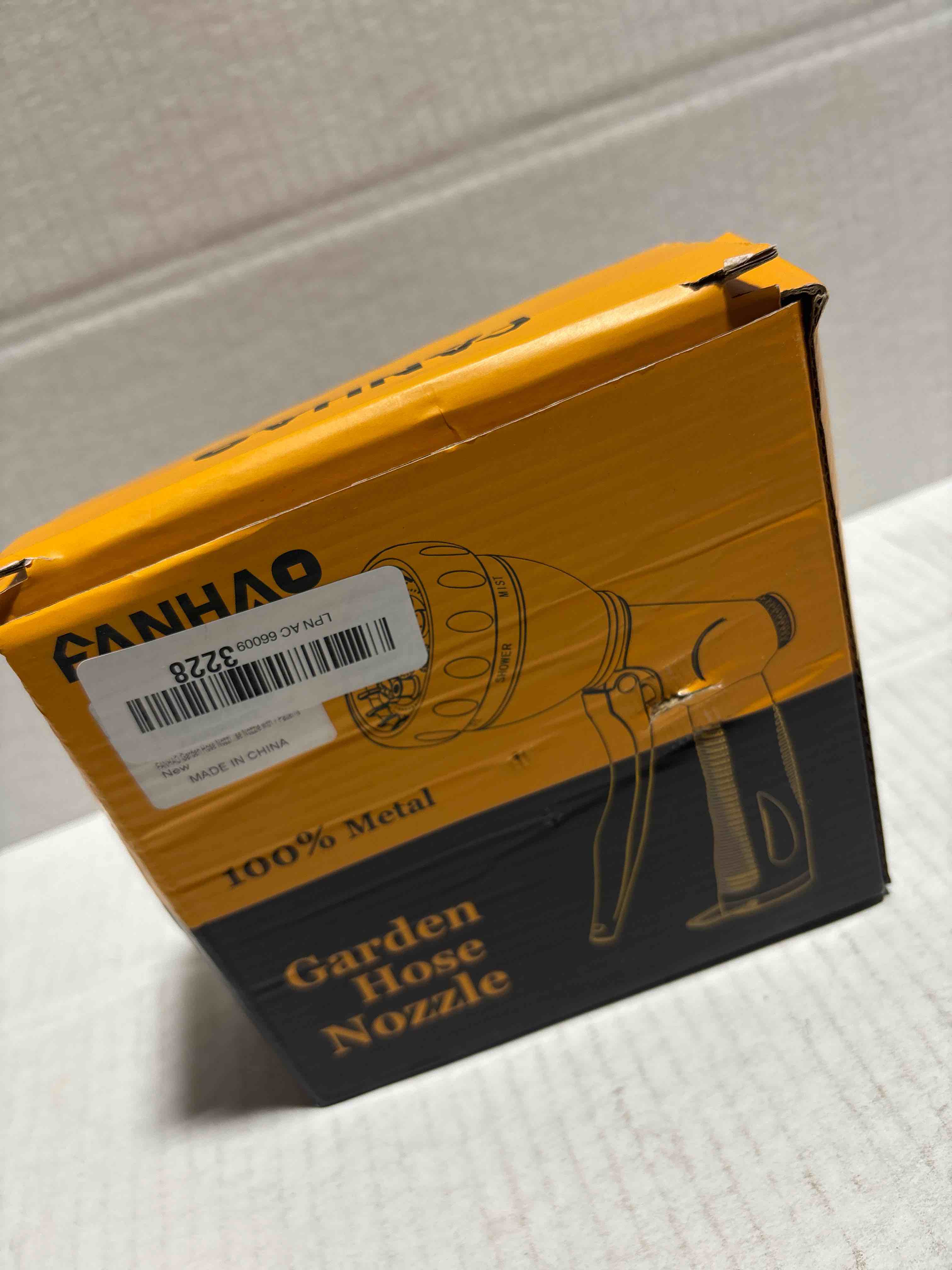 Condition photo showing New/Like New for FANHAO Heavy Duty Garden Hose Nozzle, 100% Metal Water Nozzle with 8 Adjustable Spray Patterns, High Pressure Hose Sprayer with Non-Slip Grip for Watering Plants & Lawns, Washing Cars & Pets -Silver