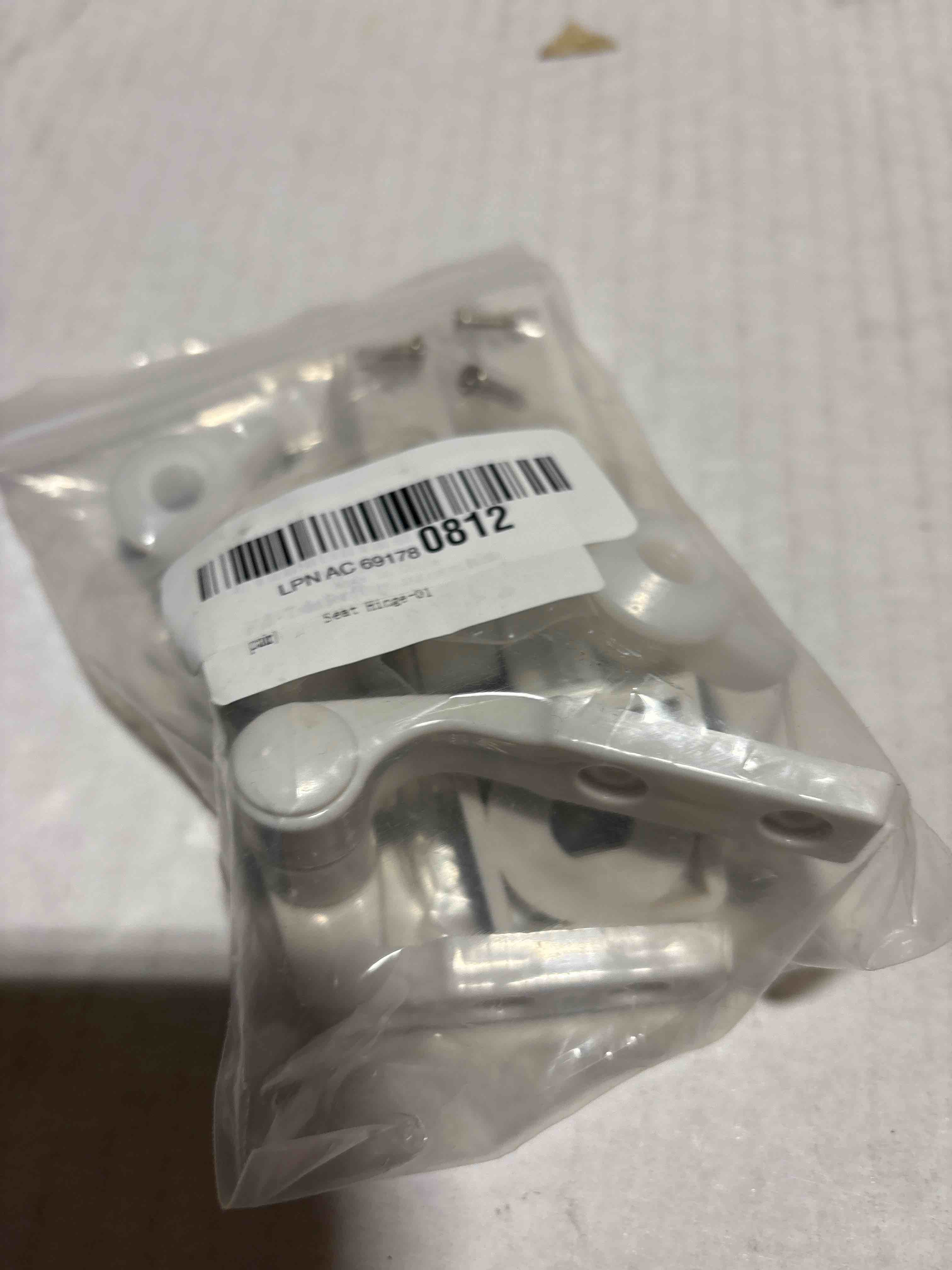 Condition photo showing New/Like New for White Plastic Toilet Seat Hinge Replacement Fits Most plastic toilet seat covers with Bolts Screw and Nuts-1 pair
