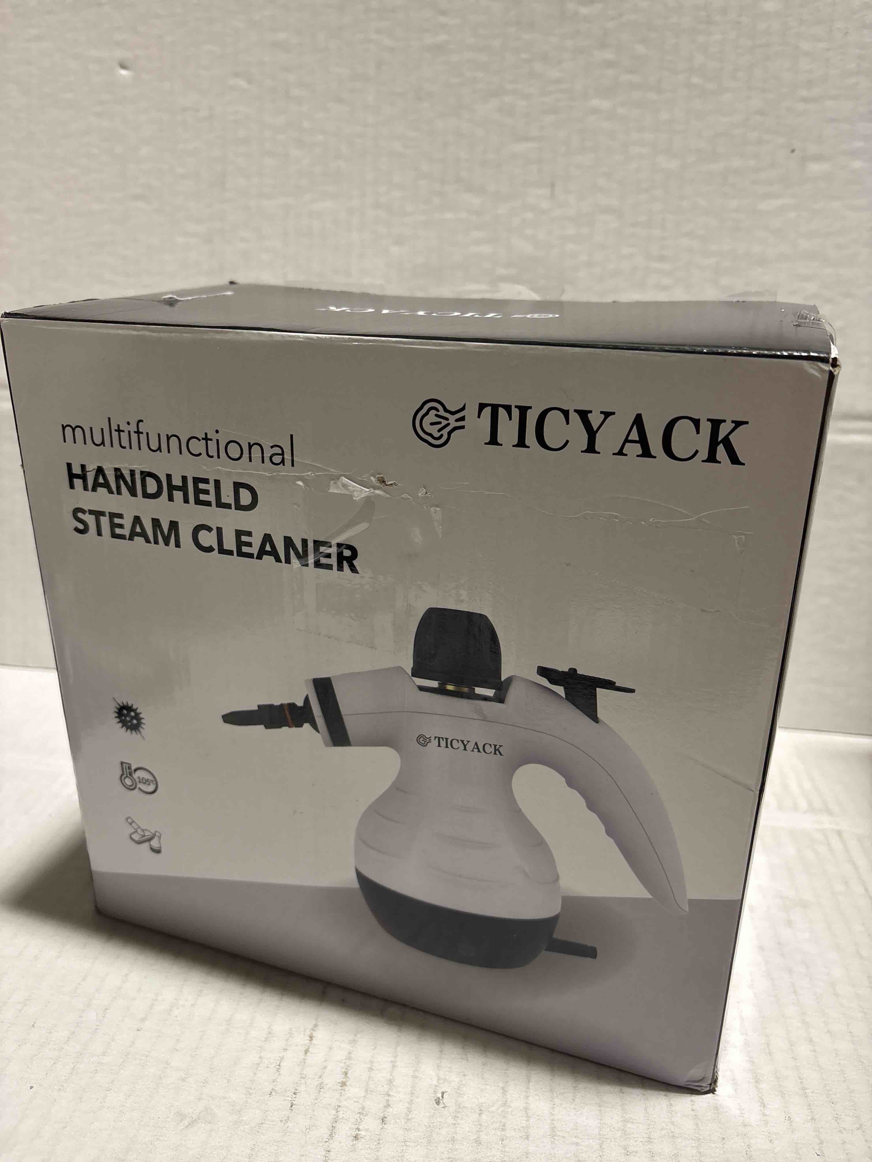 Condition photo showing New/Like New for Steam Cleaner, Handheld Steam Cleaner for Home, 16-Piece Steam Cleaner Kit with Automatic Steam Switch, Steamer for Kitchen, Bathroom, Car, Living Room and Multi-Surface Deep Cleaning (White)