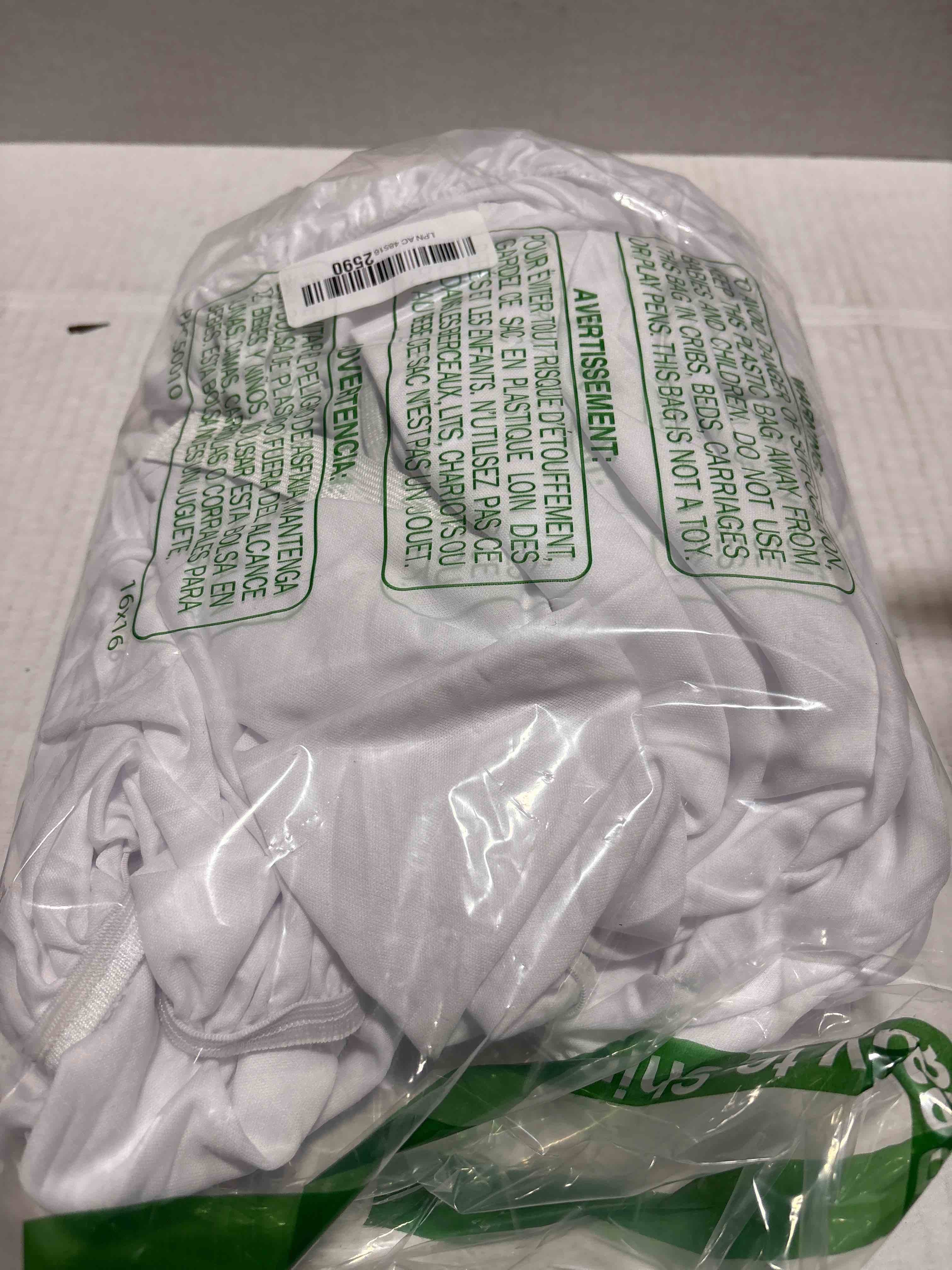 Condition photo showing New/Like New for Box Spring Cover Queen Size, Elastic Fabric Wrap Around 4 Sides Bed Skirt, Sleek Alternative for Bed Skirts for Hotel/Home, Fits Box Springs up to 13”, White White Queen