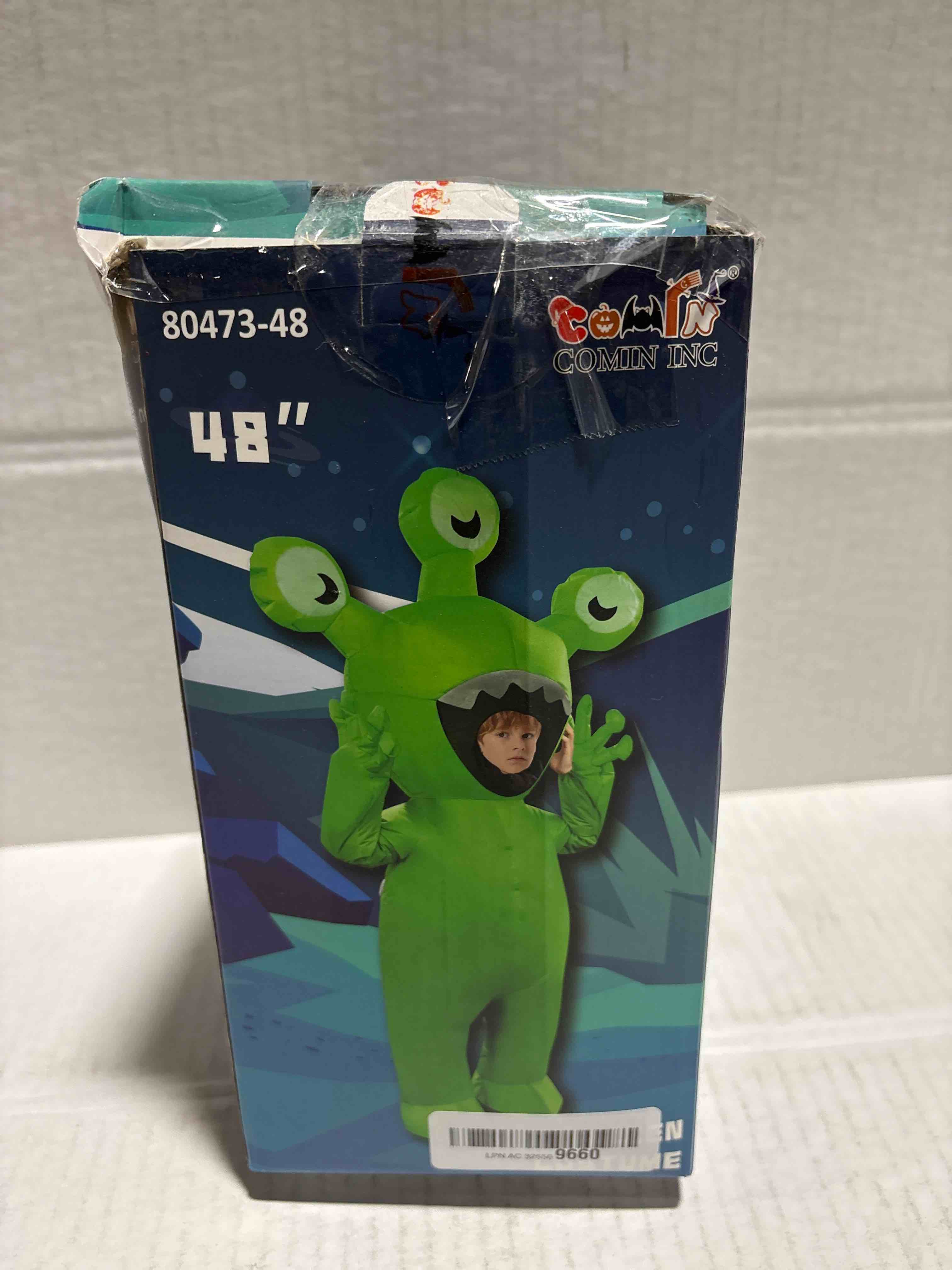 Condition photo showing New/Like New for COMIN Halloween Inflatable Alien Costume Kids Cosplay Costumes Funny Ride on Blow Up Costumes Alien Suit for Teens 48''