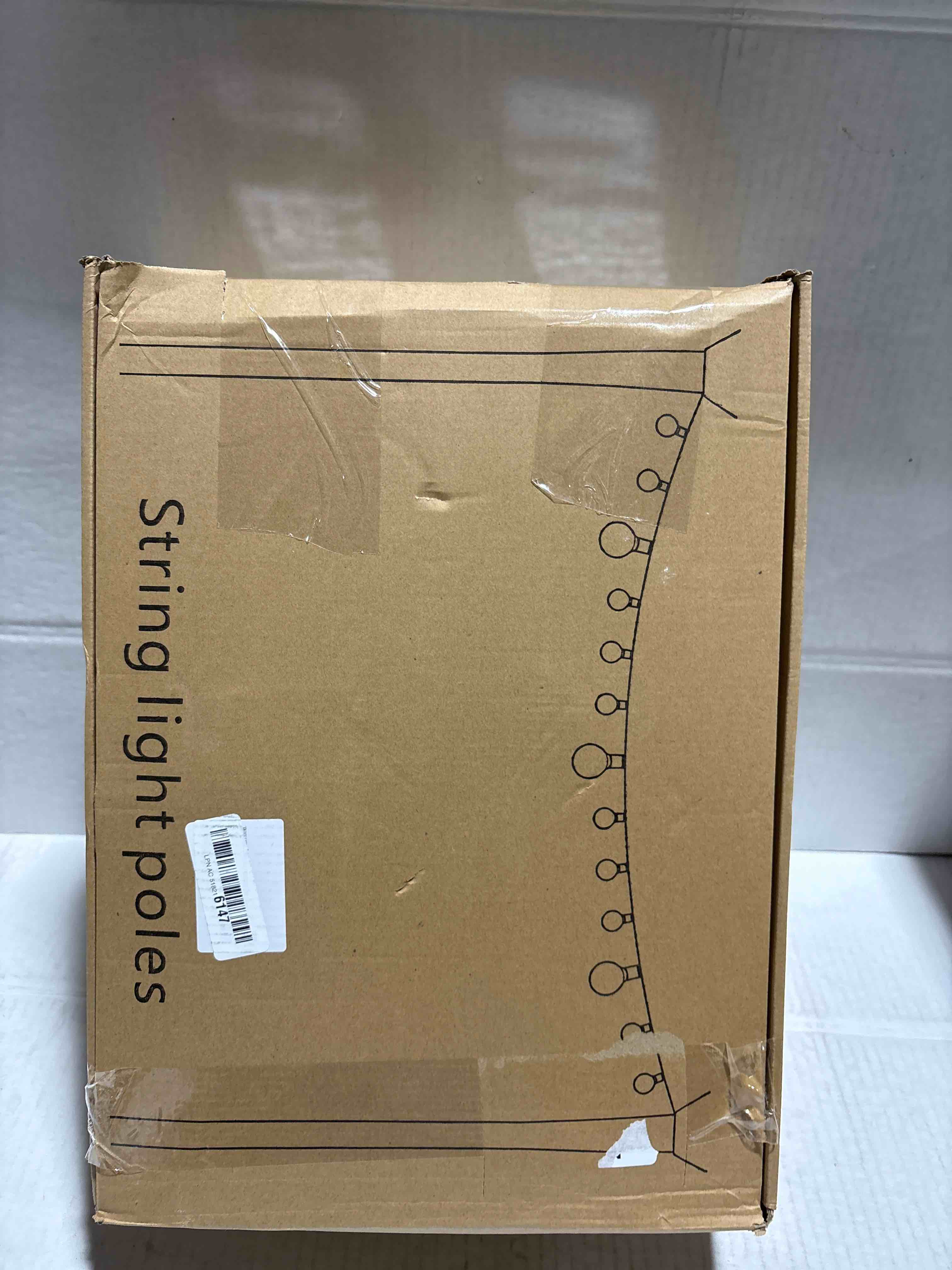 Condition photo showing Good Condition for 6 Pack String Light Poles, Outdoor String Light Pole 10 ft Forked Metal Light Pole with Adjustable Outdoor Light Stand, Deck, Backyard, Garden, Wedding, Rustproof and Sturdy with Hooks. 6 Pack-10FT