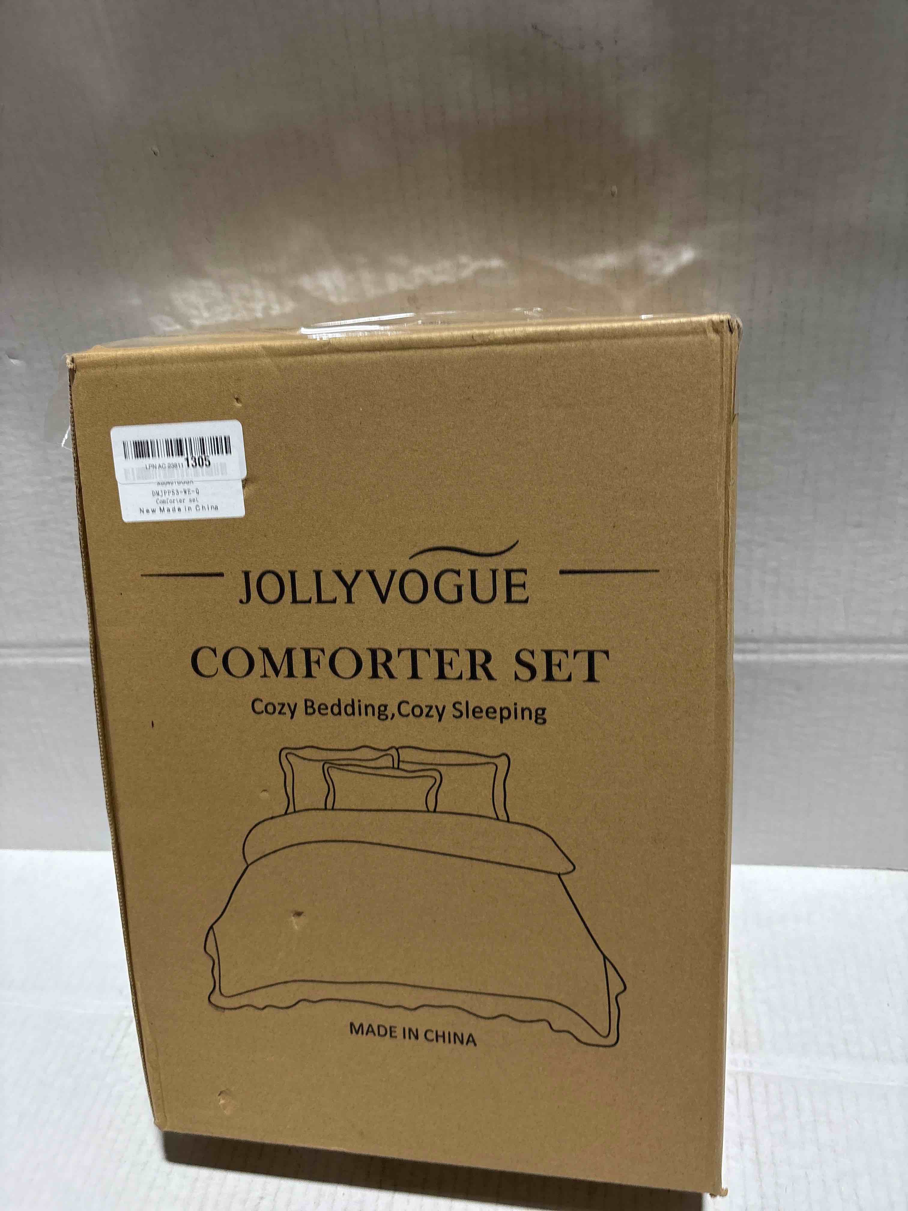 Condition photo showing New/Like New for JOLLYVOGUE Queen Comforter Set, 3 Pieces White Seersucker Comforters Queen Size, Lightweight & Fluffy Bedding Sets Queen for All Season with 1 Ruffle Comforter and 2 Ruffle Pillowshams Queen White