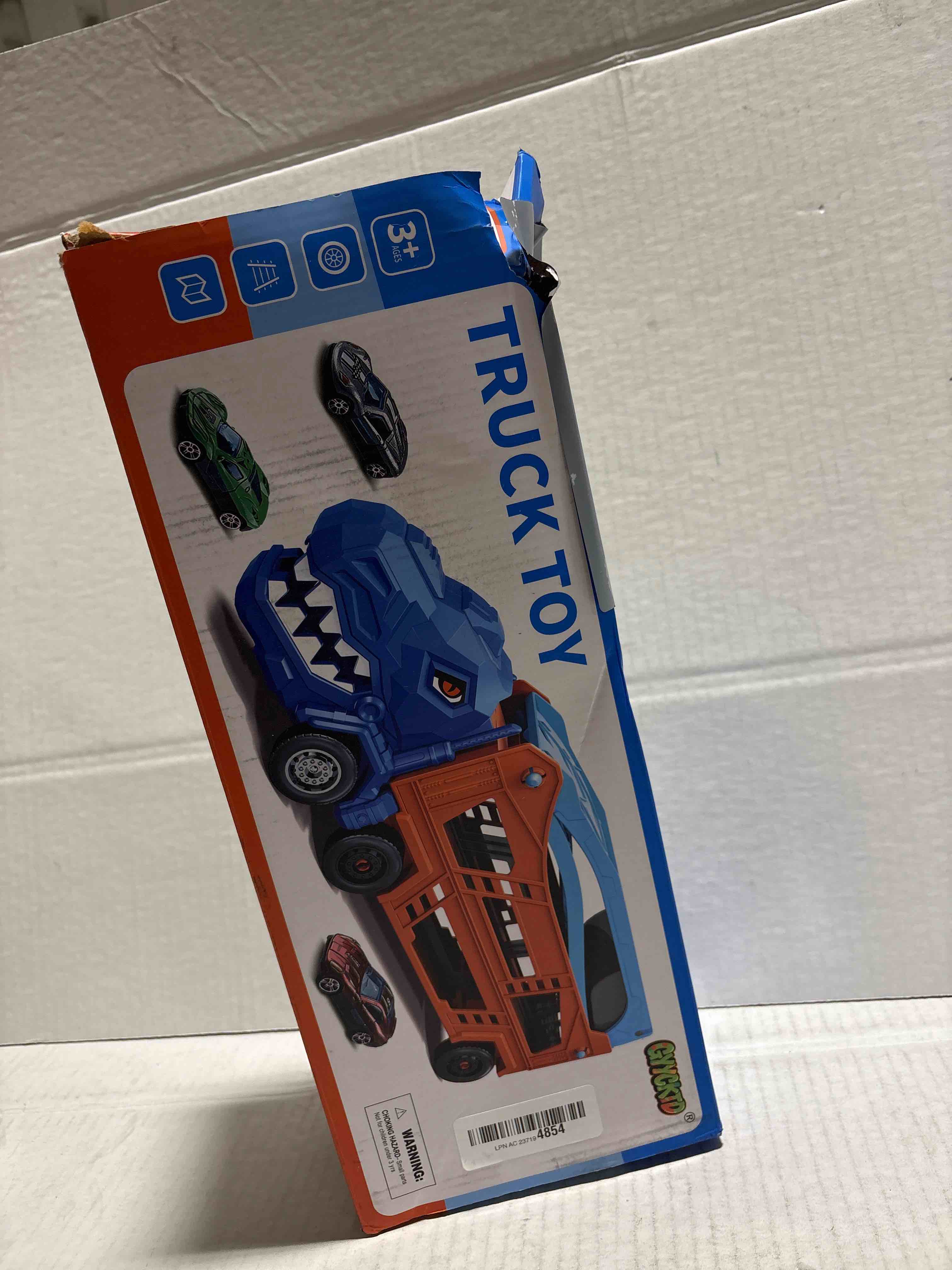 Condition photo showing Good Condition for Race Track Truck Toys for 3 4 5 6 7 8 Years Old Boys, Carrier Vehicle Playset with 12 Die-Cast Racing Car Toys, 2-Tier Storage, Car Ramps, Birthday Gifts for Toddlers Kids Girls Age 3-5 4-8 Chasing race truck