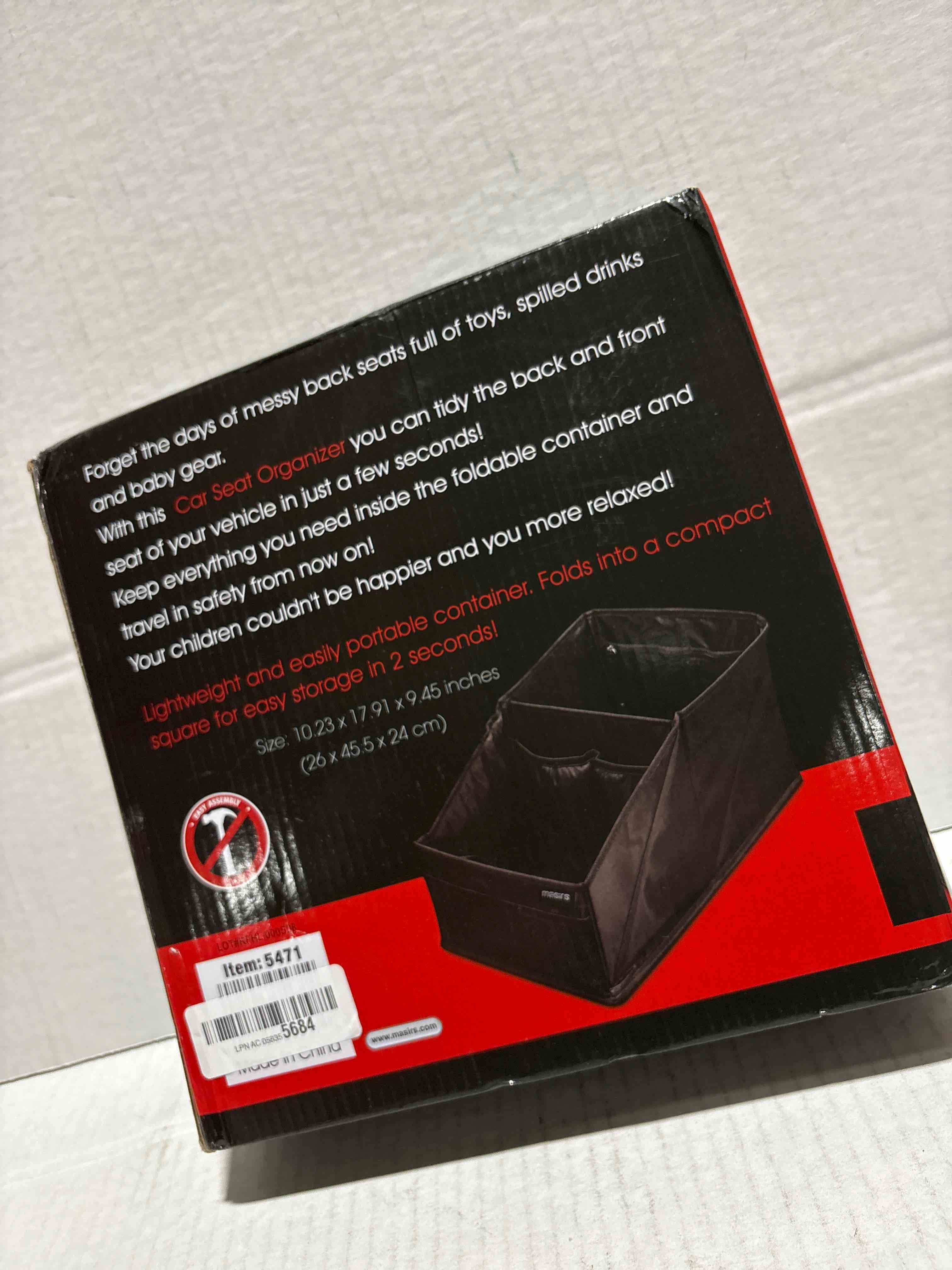 Condition photo showing New/Like New for Masirs Back Seat Car Organizer, Neatly Organize Items While Traveling, Folds Flat for Easy Trunk Storage