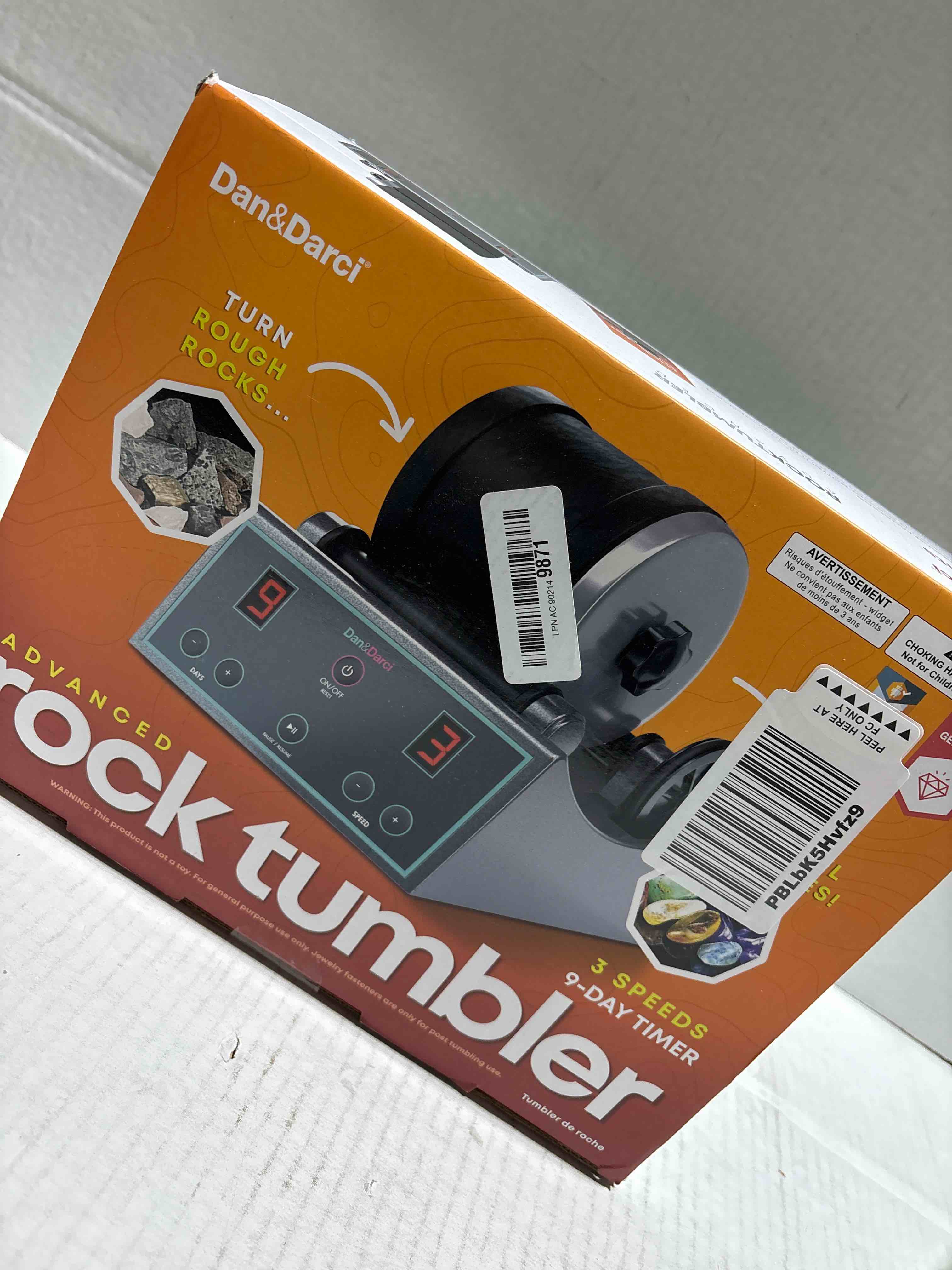 Condition photo showing New/Like New for Dan&Darci Advanced Professional Rock Tumbler Kit - with Digital 9-Day Polishing Timer & 3 Speed Settings - Turn Rough Rocks into Beautiful Gems : Great Science & STEM Geology Toy for Kids All Ages