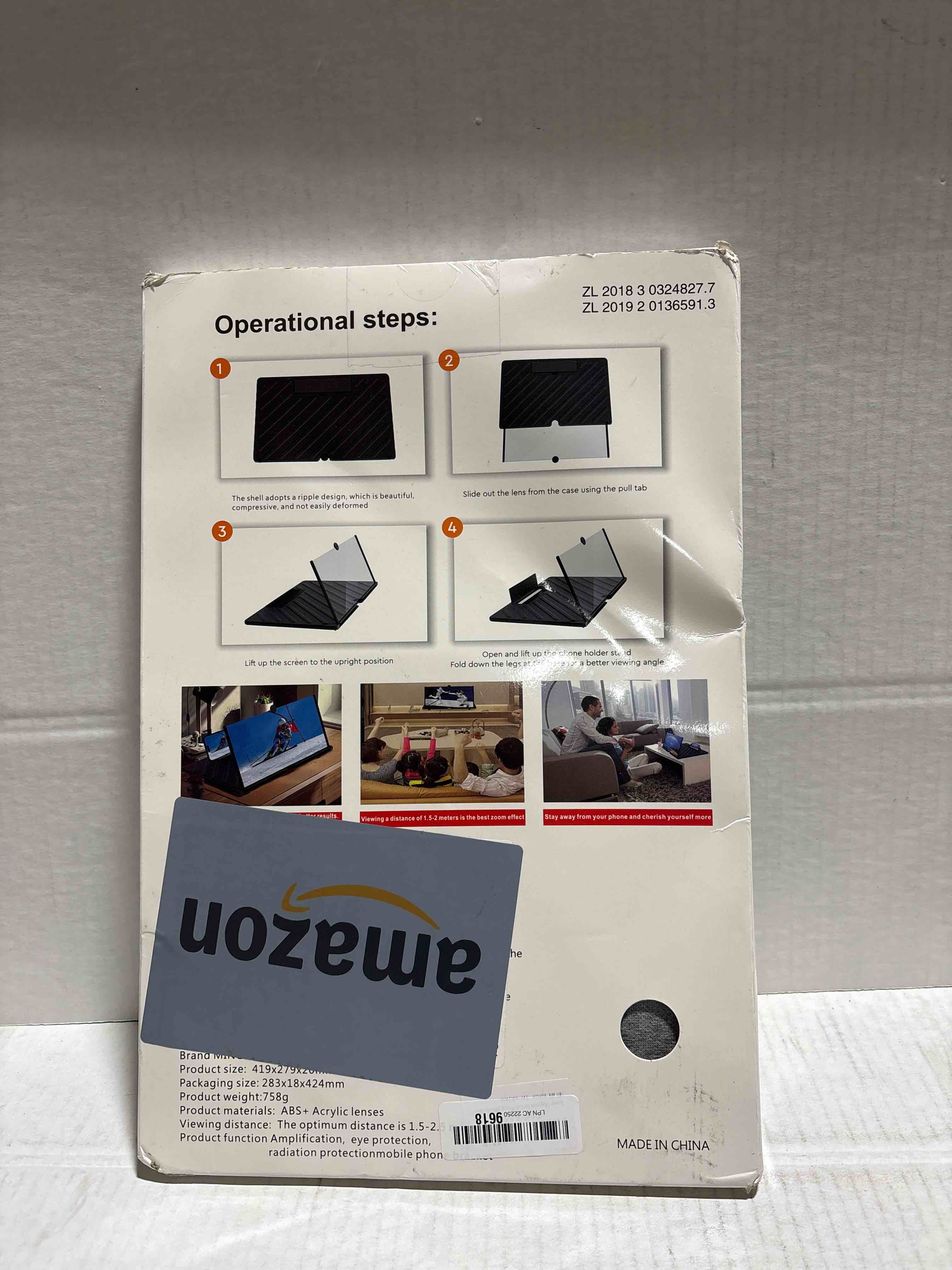 Condition photo showing New/Like New for 20" Screen Magnifier for Cell Phone, Mobile Phone 3D HD Magnifying Projector Screen Enlarger for Movies, Videos and Gaming, Foldable Phone Stand with Screen Amplifier,Compatible with All Phones Bkack-20inch