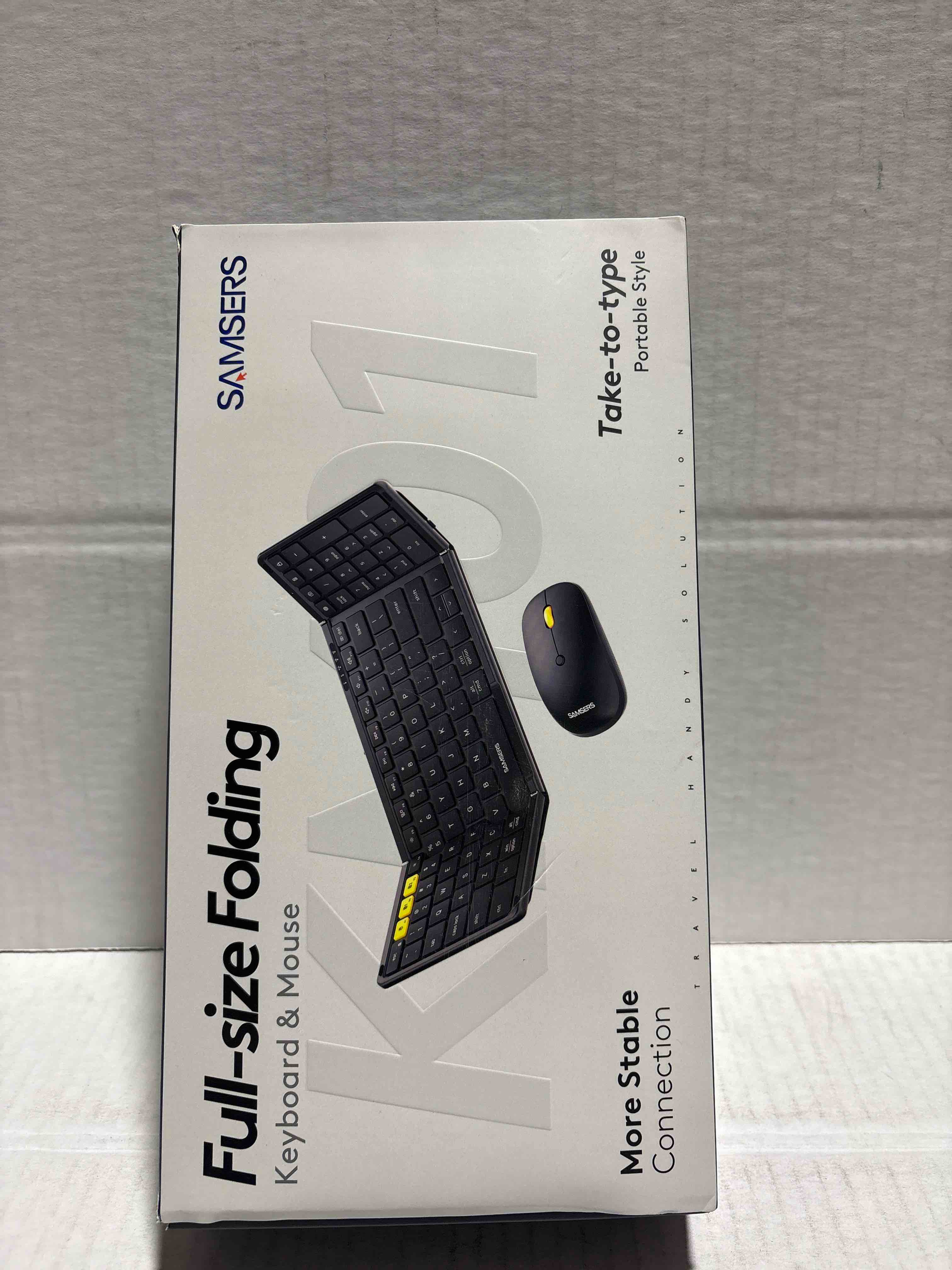 Condition photo showing New/Like New for Foldable Keyboard and Mouse, Samsers Folding Bluetooth Keyboard Combo, 2.4G + BT5.0 x 2, Full-Size Portable Travel Keyboard & USB-C Rechargeable Wireless Mouse for Windows Android iOS Mac OS 2.4G + Bluetooth 5.0 x 2 Gray Black