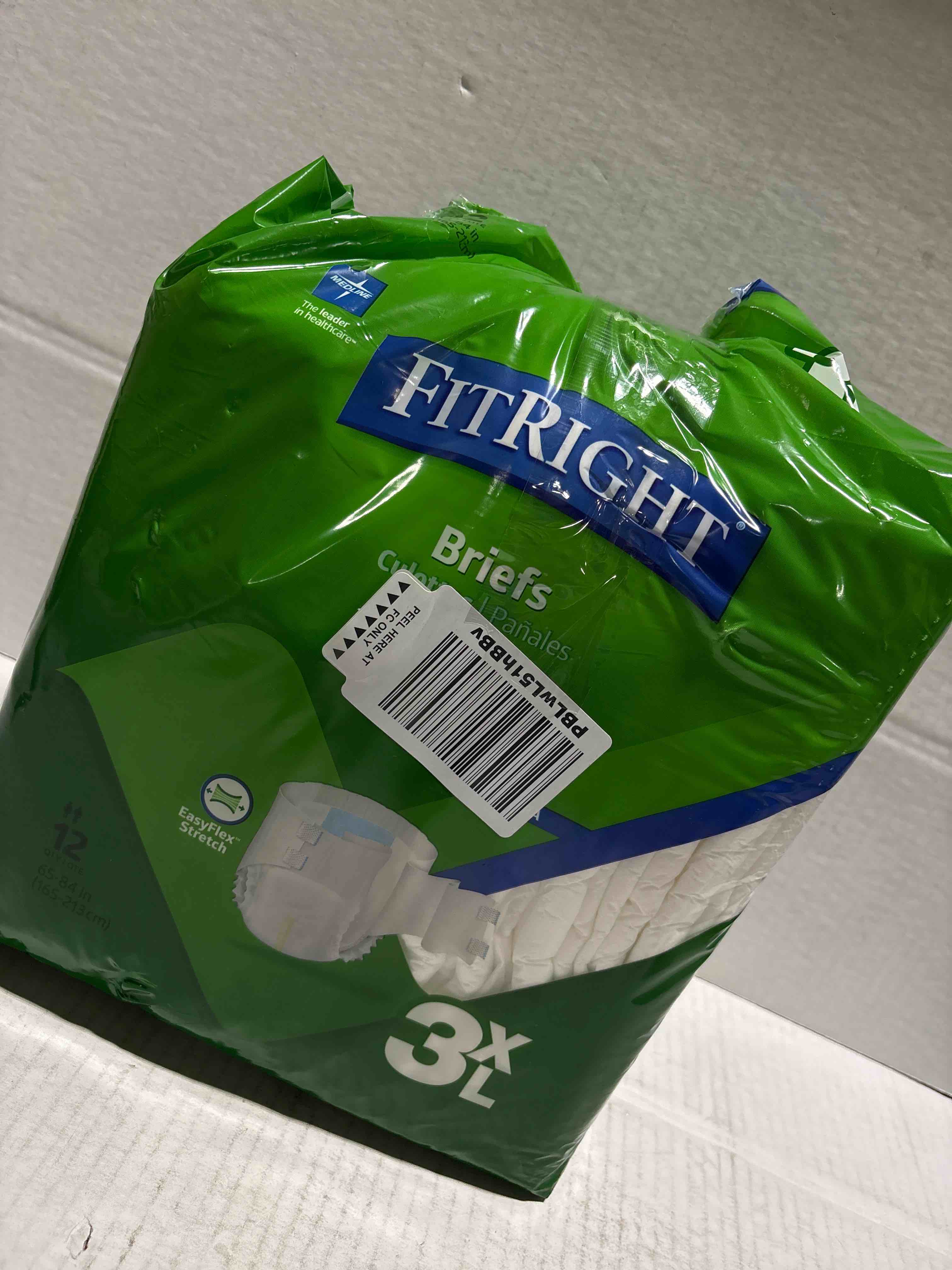 Condition photo showing Good Condition for FitRight Bariatric Adult Diapers, Ultra Heavy Absorbency, 3XL (Waist Size 65in-84in), 12 Count, Disposable Incontinence Briefs for Men and Women, Moisture-Wicking, Leak Protection, 12 Count 3XL