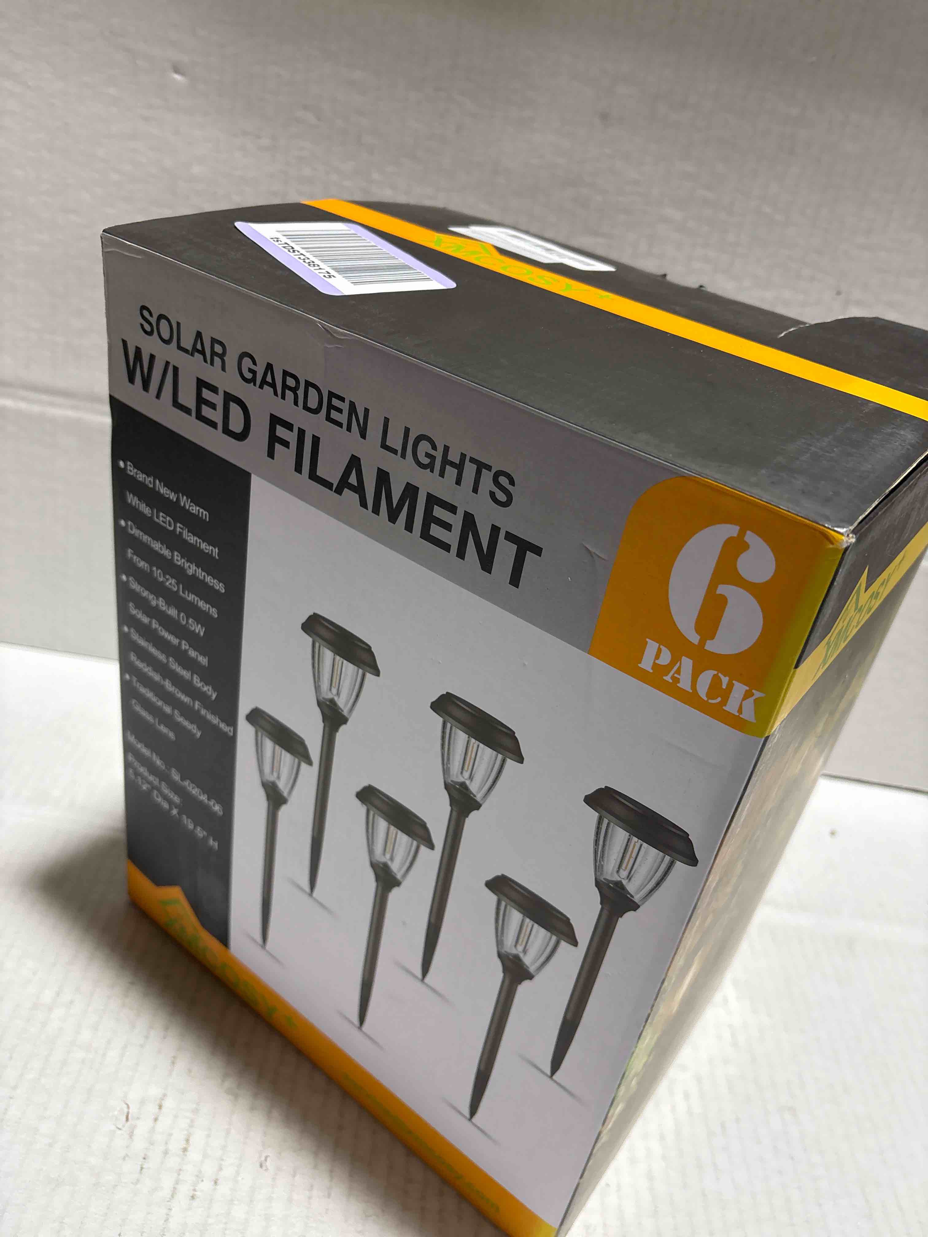 Condition photo showing New/Like New for XMCOSY+ Solar Lights Outdoor 10/25 LM LED with 2 Lighting Modes, Solar Garden Lights Glass and Metal, IP65 Waterproof Solar Powered for Yard Pathway Walkway Driveway Patio (6 Pack, Warm White) Warm White Reddish-Brown