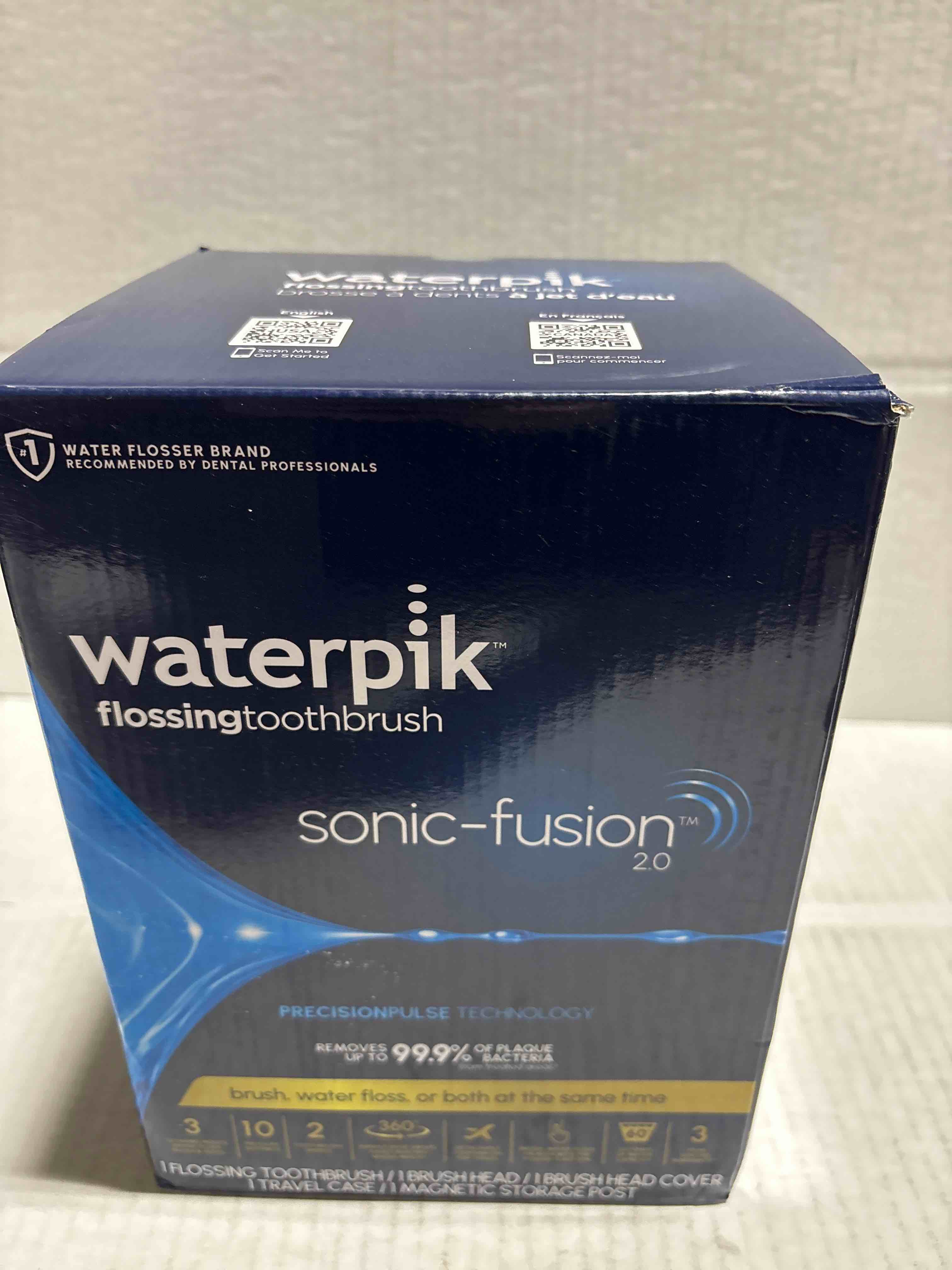 Condition photo showing New/Like New for Waterpik Sonic-Fusion 2.0 Professional Flossing Electric Toothbrush with Water Flosser Combo In One, White SF-04, Packaging May Vary White Version 2.0
