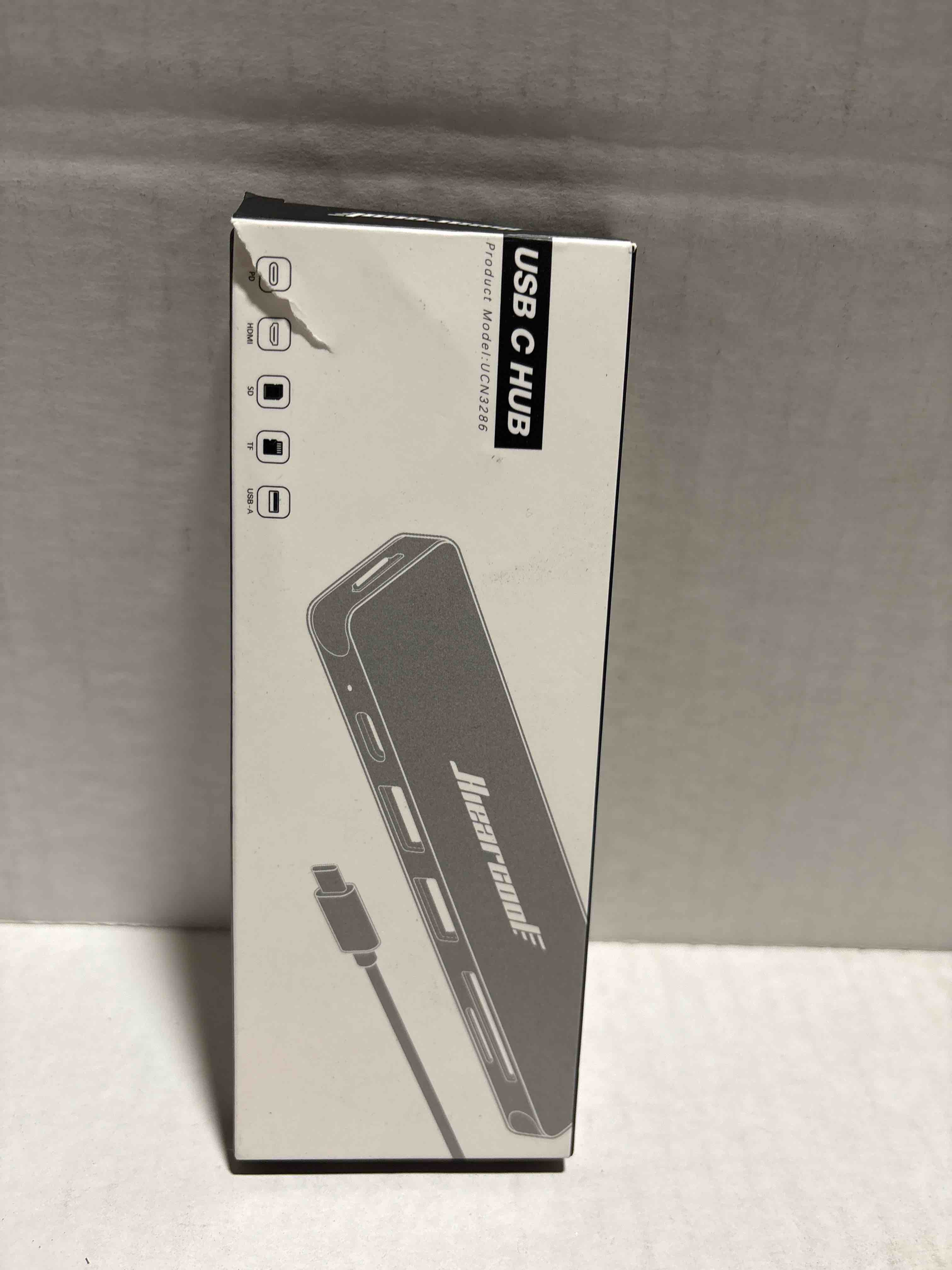 Condition photo showing New/Like New for Hiearcool USB C Hub Multi-Port Adapter, 7-in-1 USB-C Dongle with 4K HDMI 100W PD SD/TF Card Reader, USBC Dock Compatible for MacBook Pro/Air Dell XPS Lenovo HP and Other Windows Laptops-Sliver White