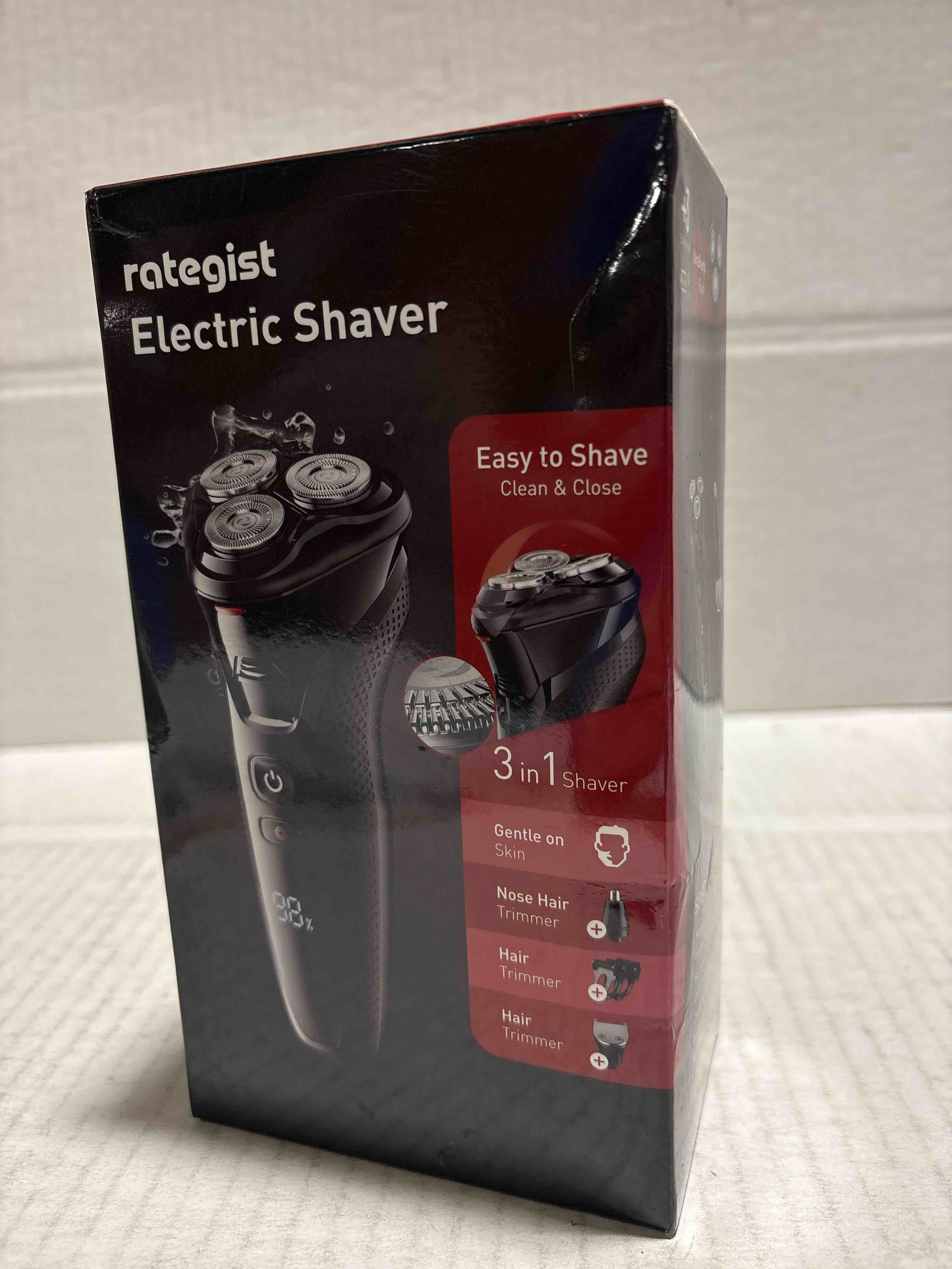Condition photo showing New/Like New for Cordless Electric Razor for Men: 3-in-1 Shaver for Beard/Nose/Sideburns - Turbo Speed & Precision Blades - IPX7 Waterproof Travel Kit ?Satin Black