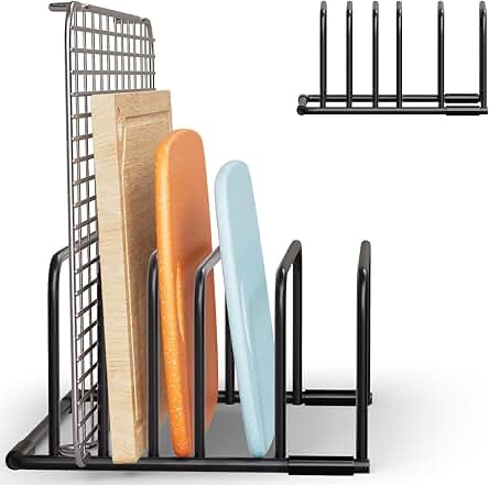 aksonmn space saving kitchen organizer rack heavy duty 5 slot steel holder for cutting boards 