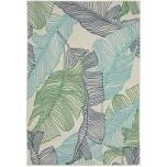 ultimate innovations tropical palms  5’3”x7’ rug, blue green
