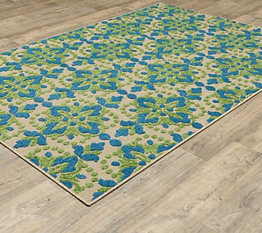 ultimate innovations California villa 7x10 in/outdoor rug, blue/green