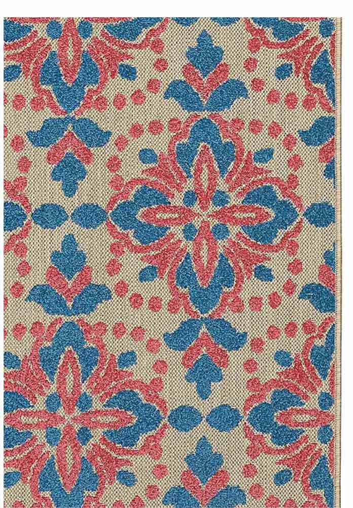 ultimate innovations california villa 7x10 in/outdoor rug, pink/blue