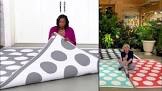 Barbara king 5x8 reversible polka dot patio mat, gray